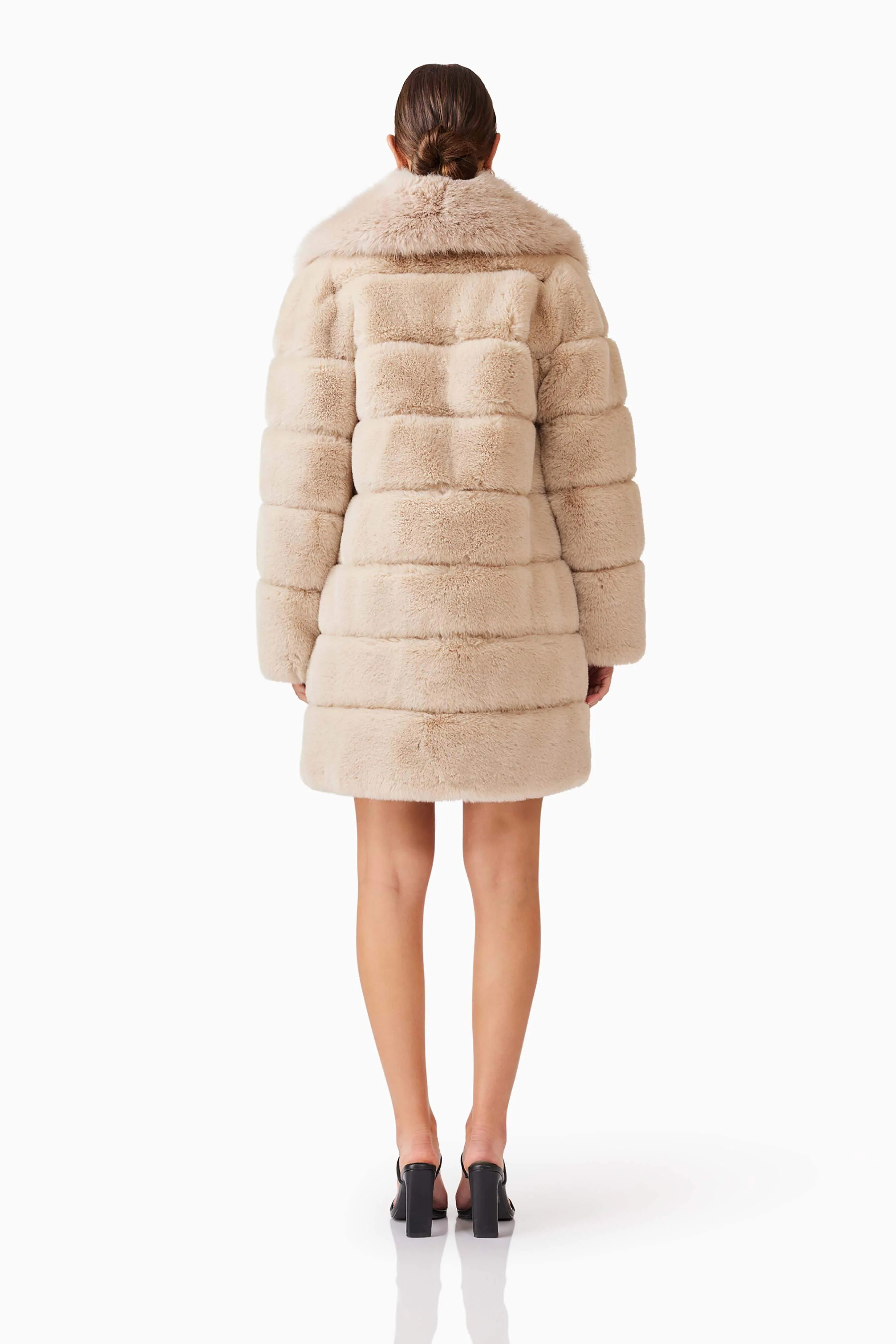 Keystone Faux Fur Coat in Beige