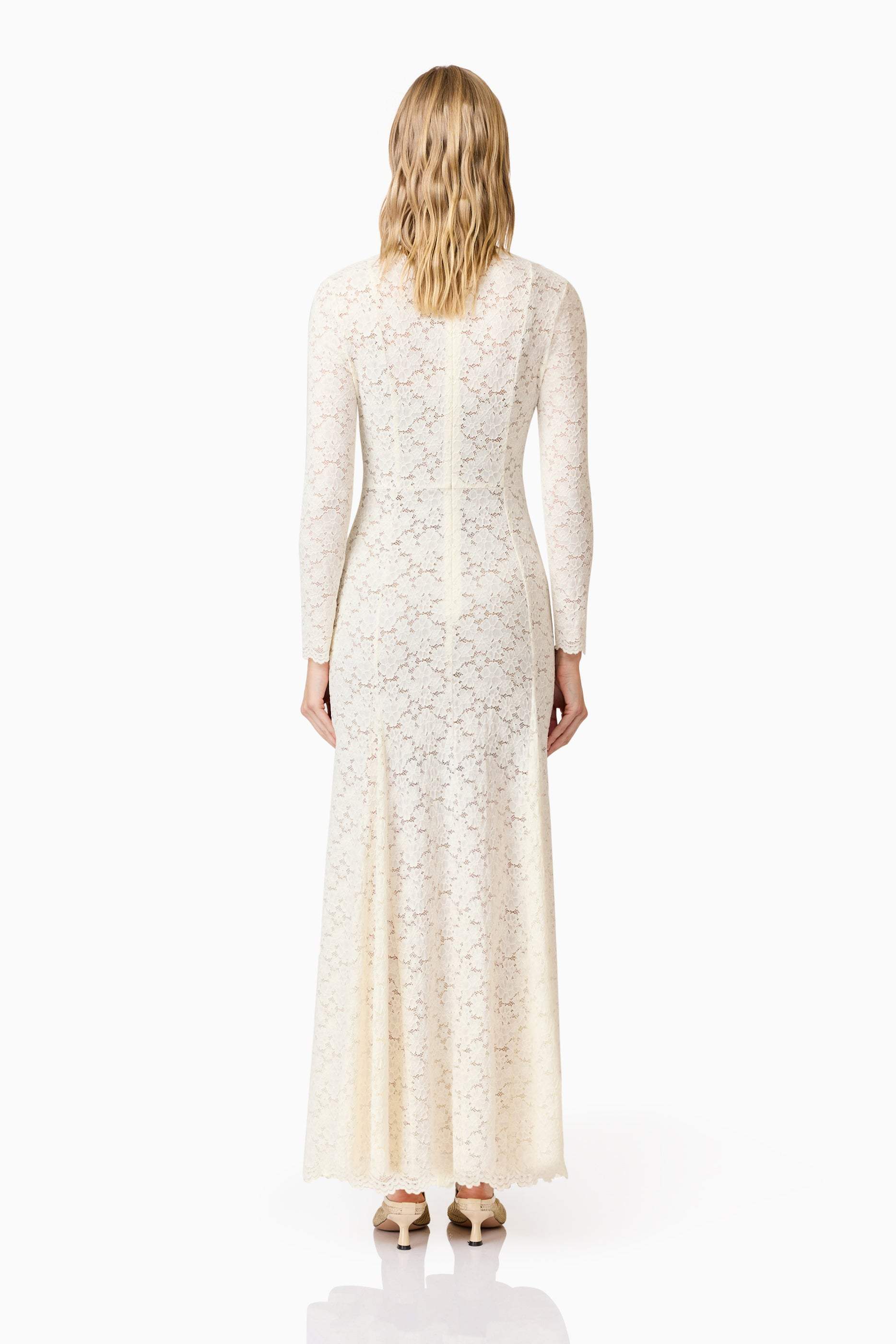 CURAAE Kira Stretch Lace Maxi Dress In White