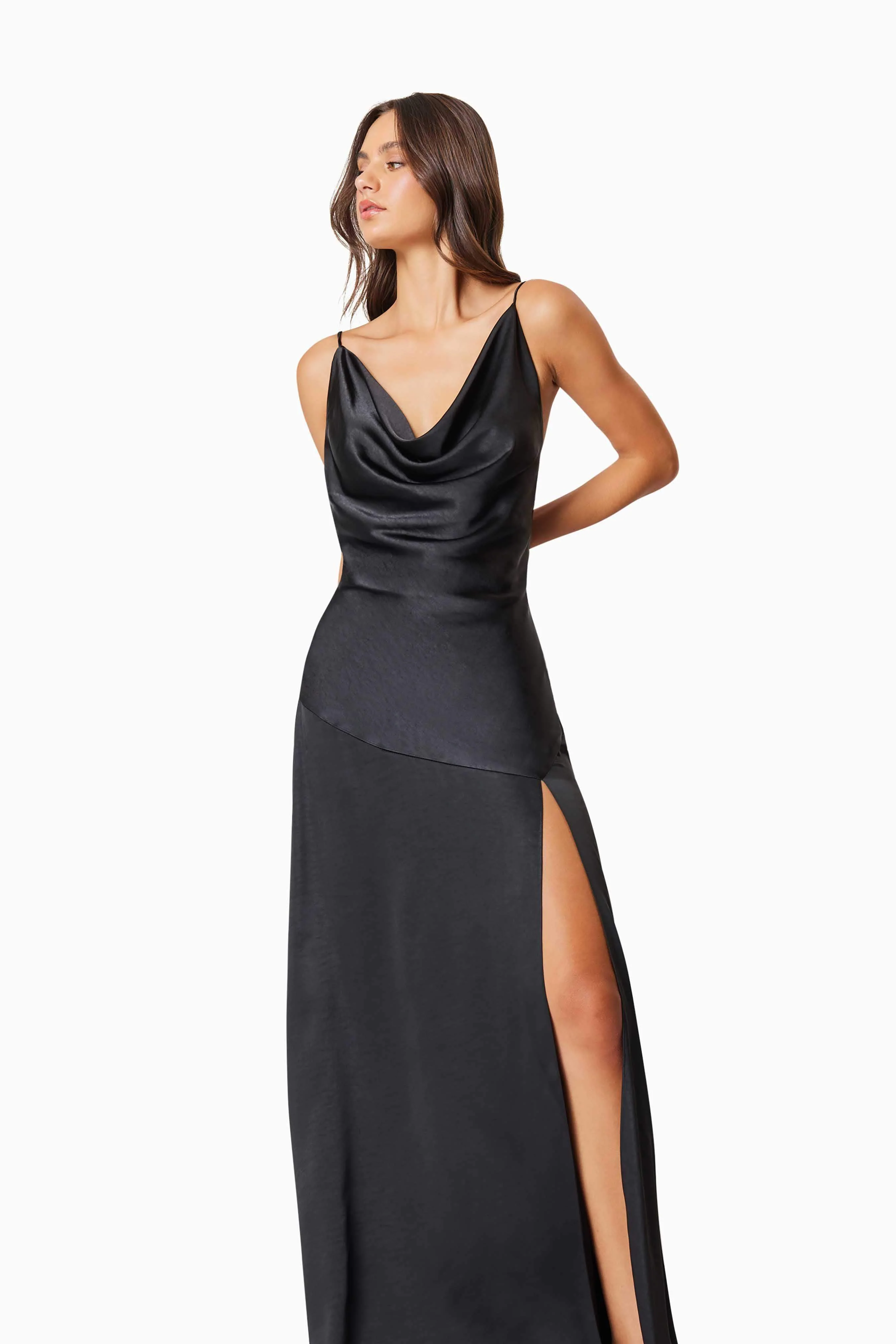 Clementine Cowl Neck Maxi Dress In Black