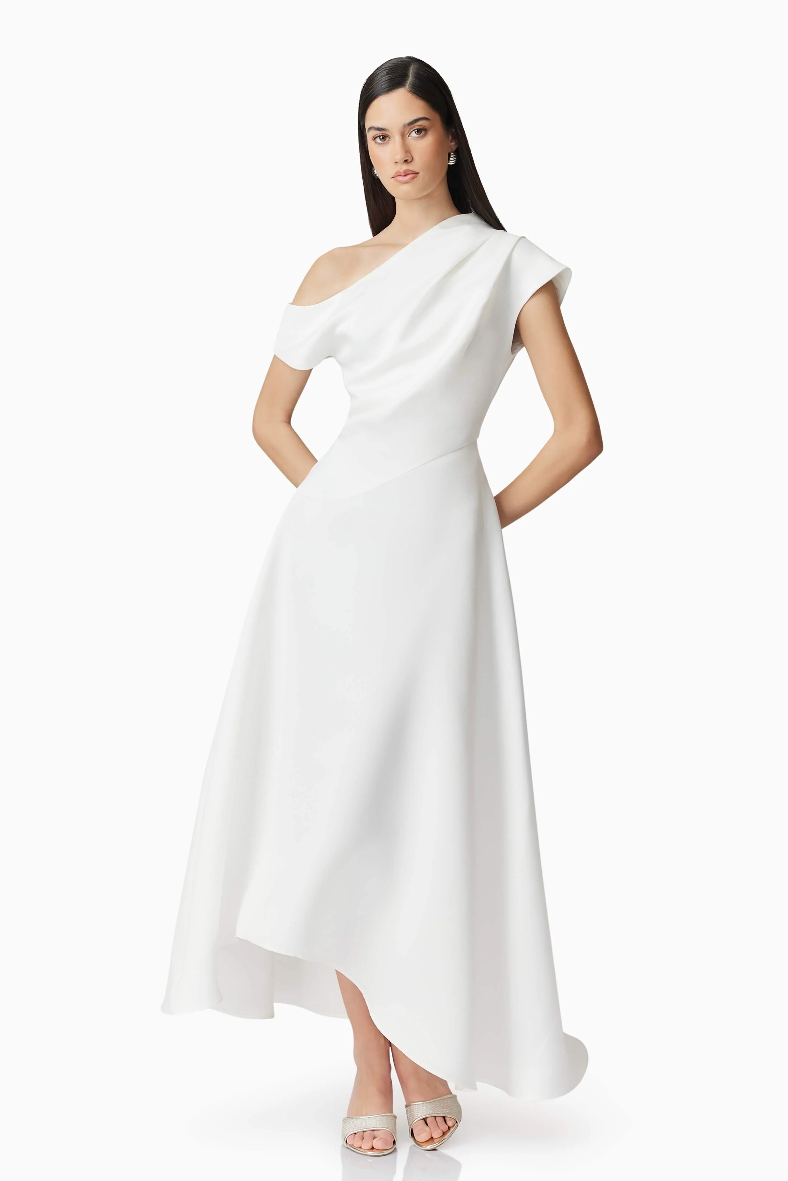 Marissa One Shoulder Gown in White