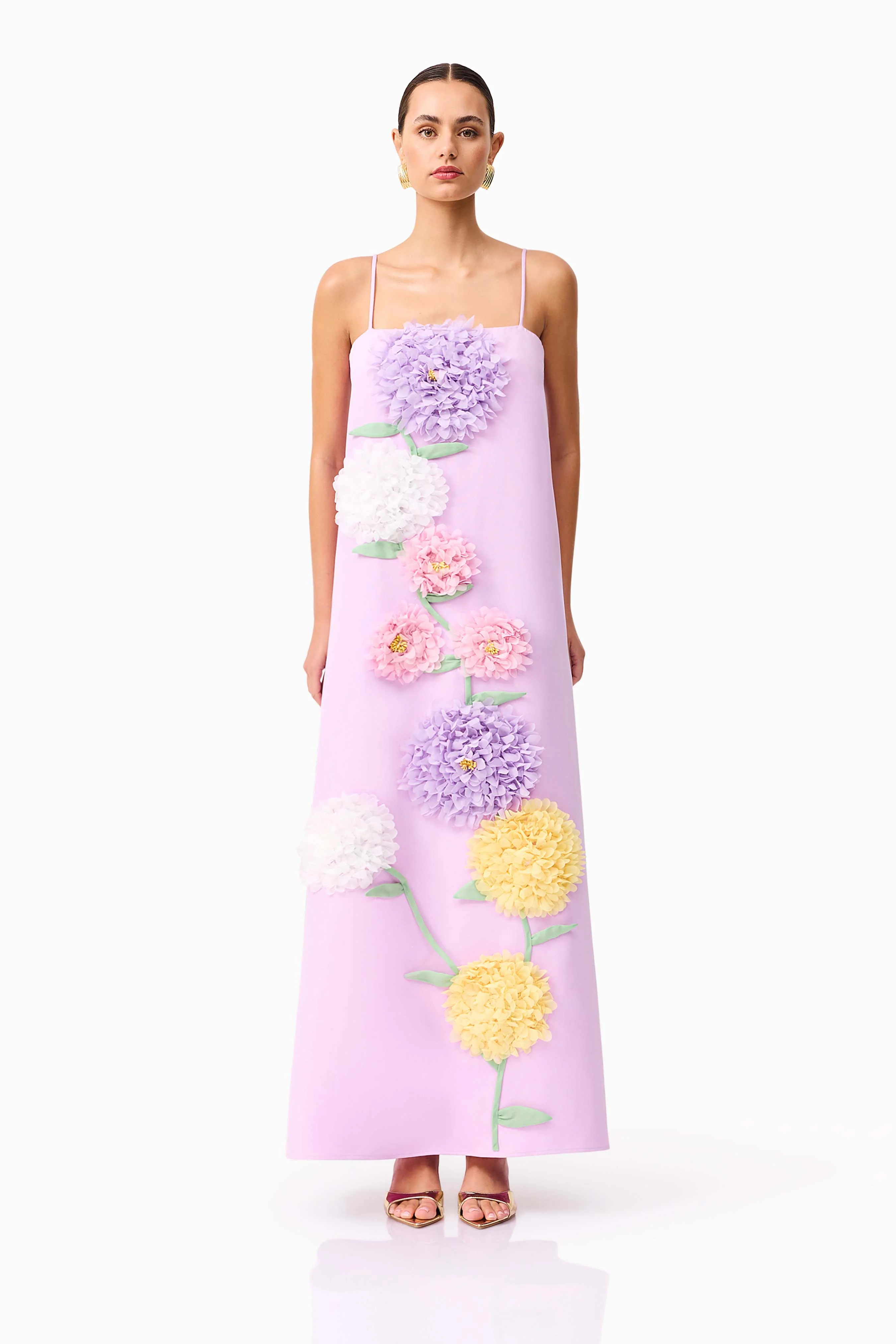 Buttercup Embroidered Maxi Dress in Purple