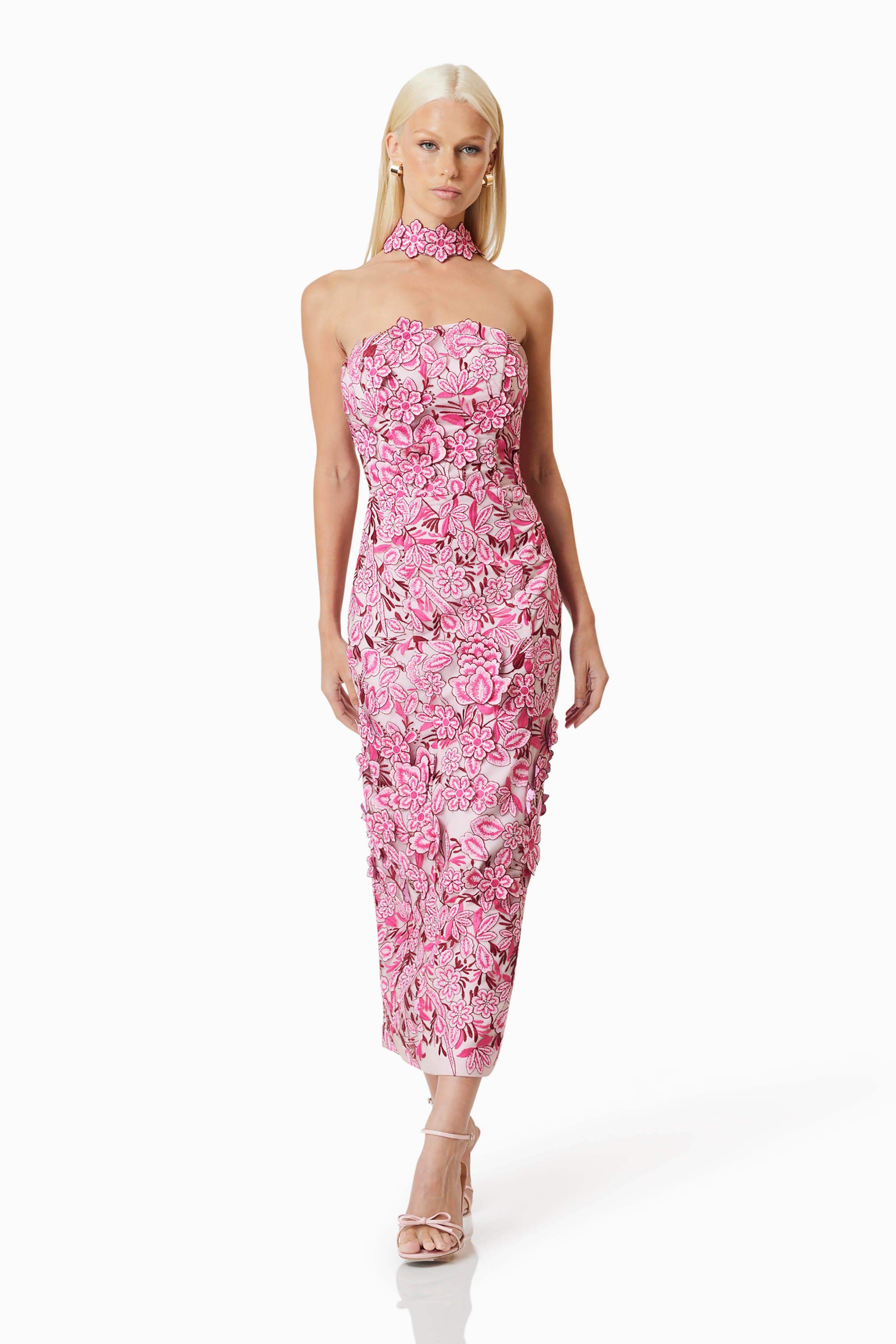 OMR x ELLIATT: Roseate Cocktail Midi Dress In Pink