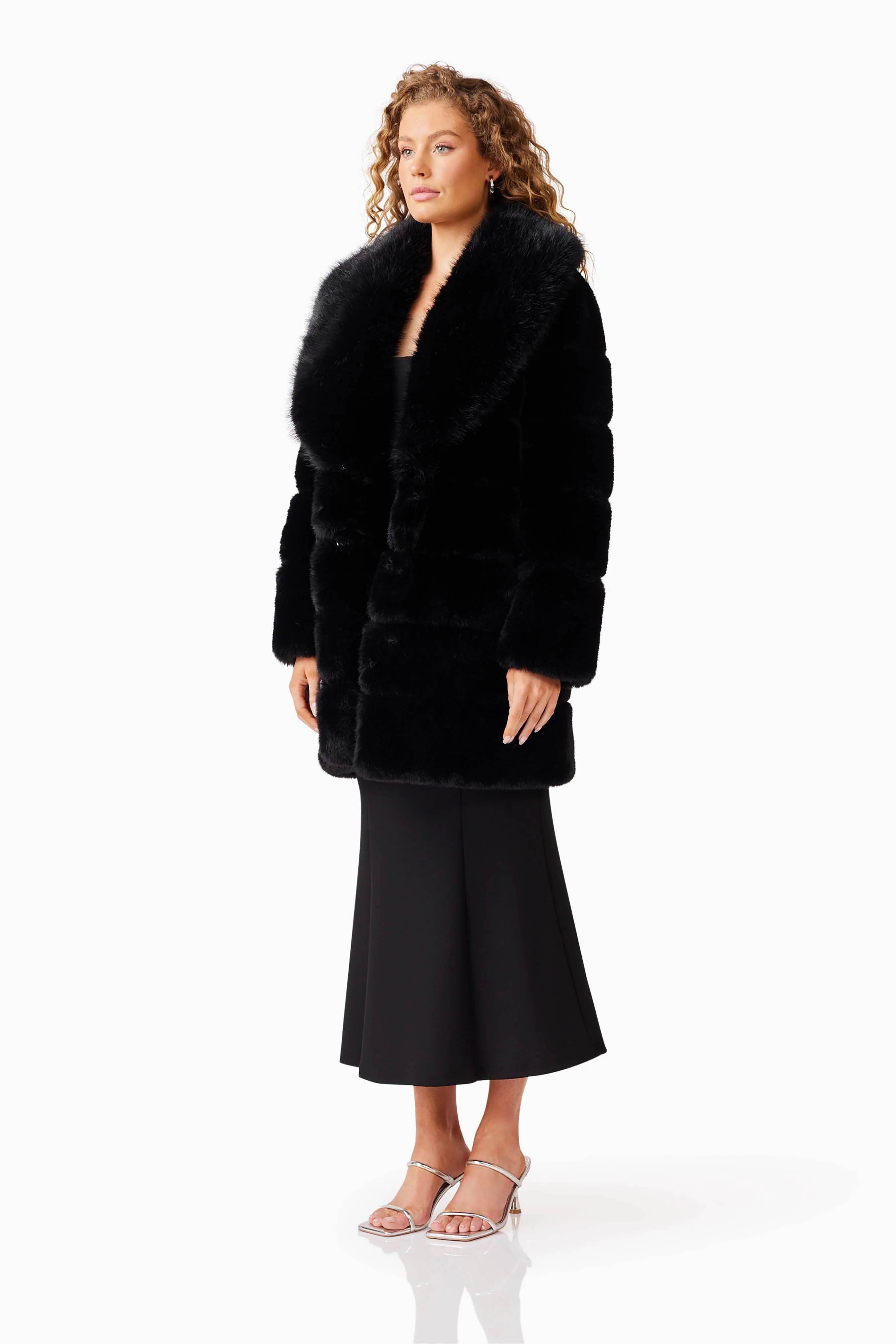 Keystone Faux Fur Coat in Black