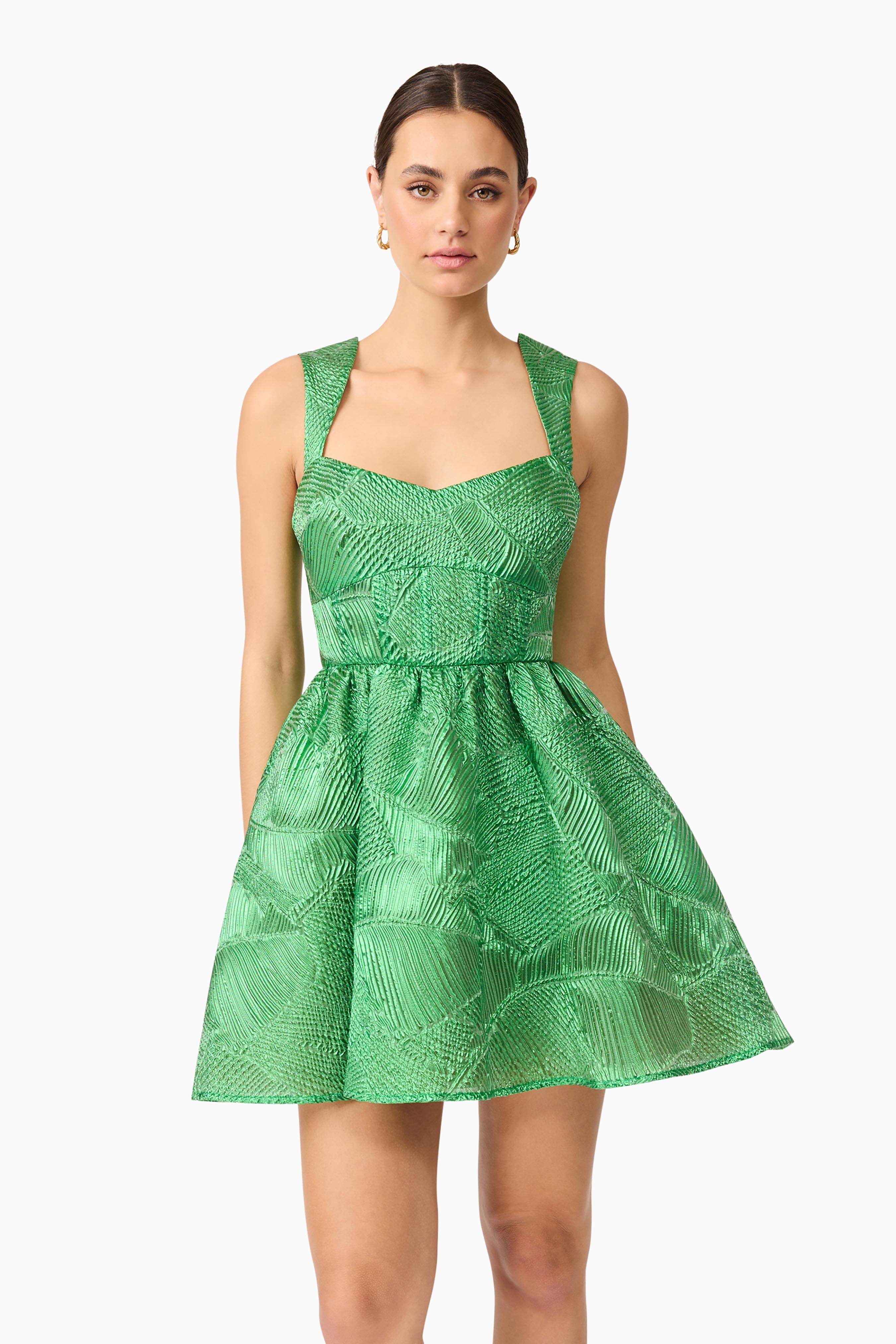 Ginnifer A-Line Mini Dress in Green