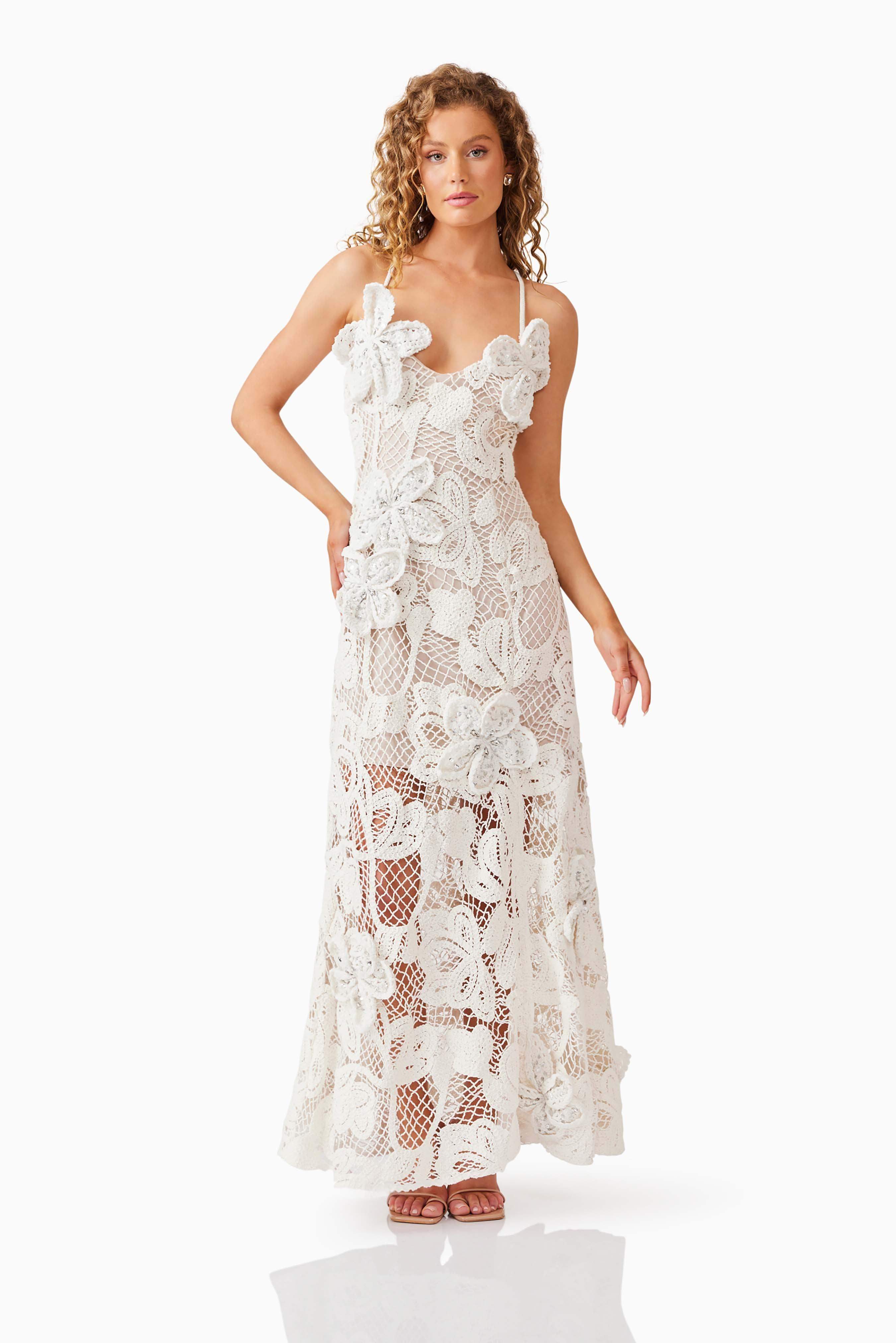 Kyra Crochet Gown in White