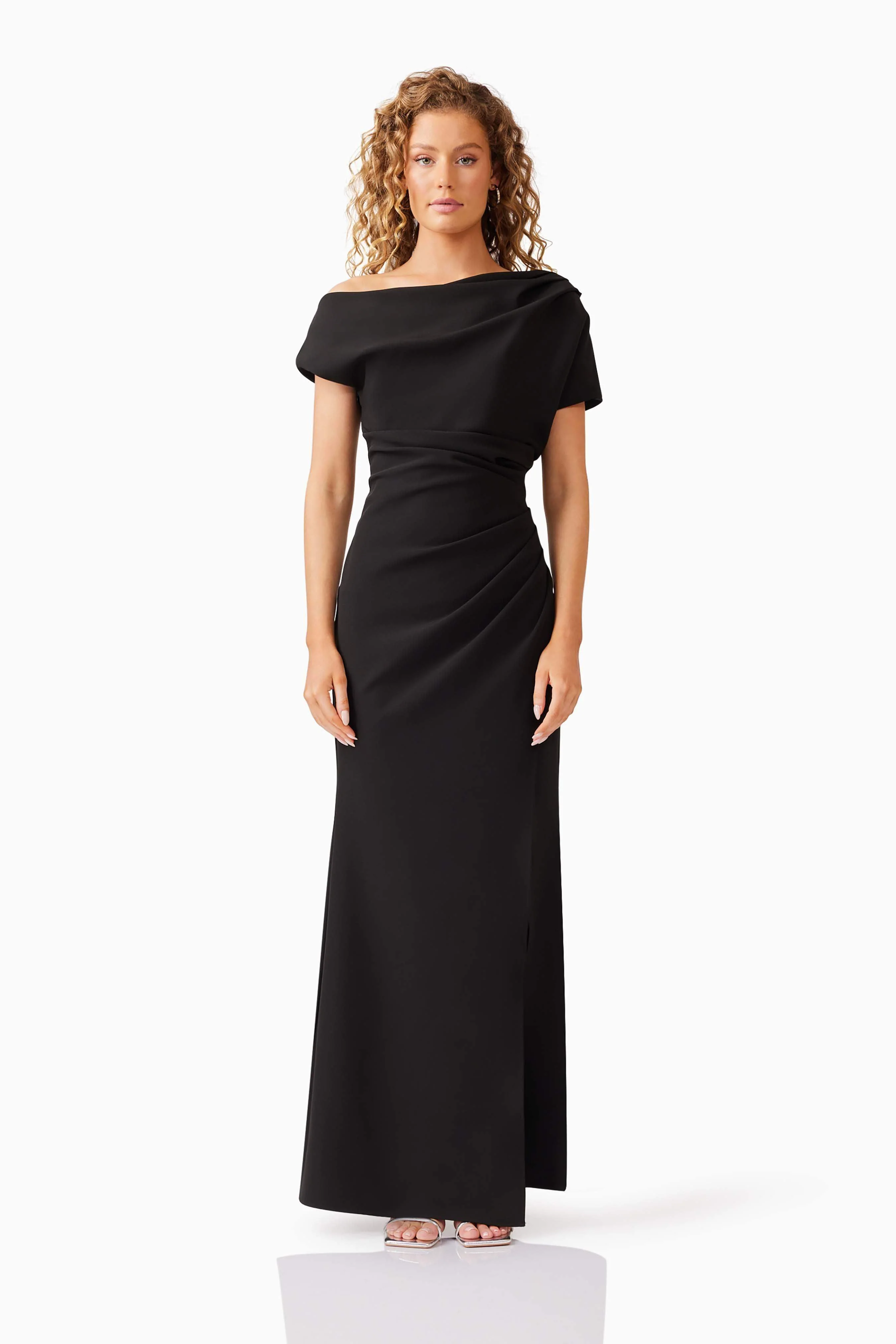 Kourtney Asymmetrical Maxi Dress in Black