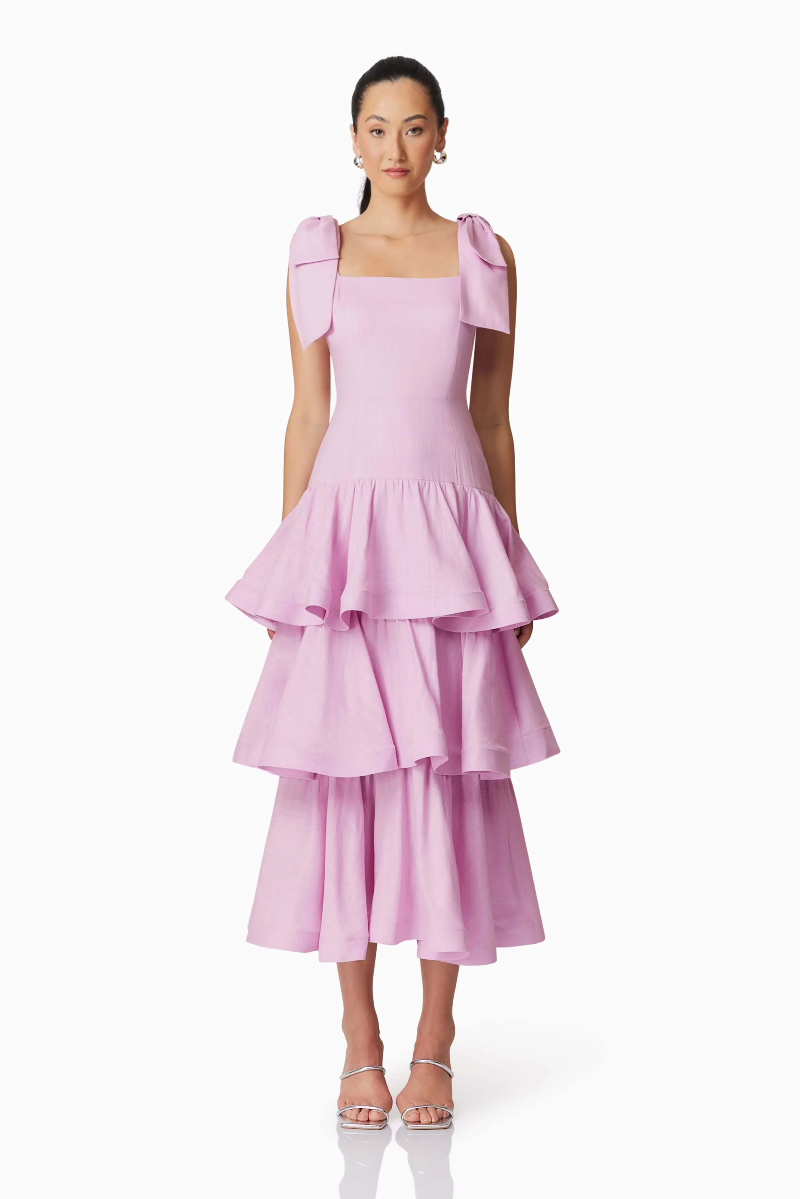 Kara Tiered Maxi Dress in Purple