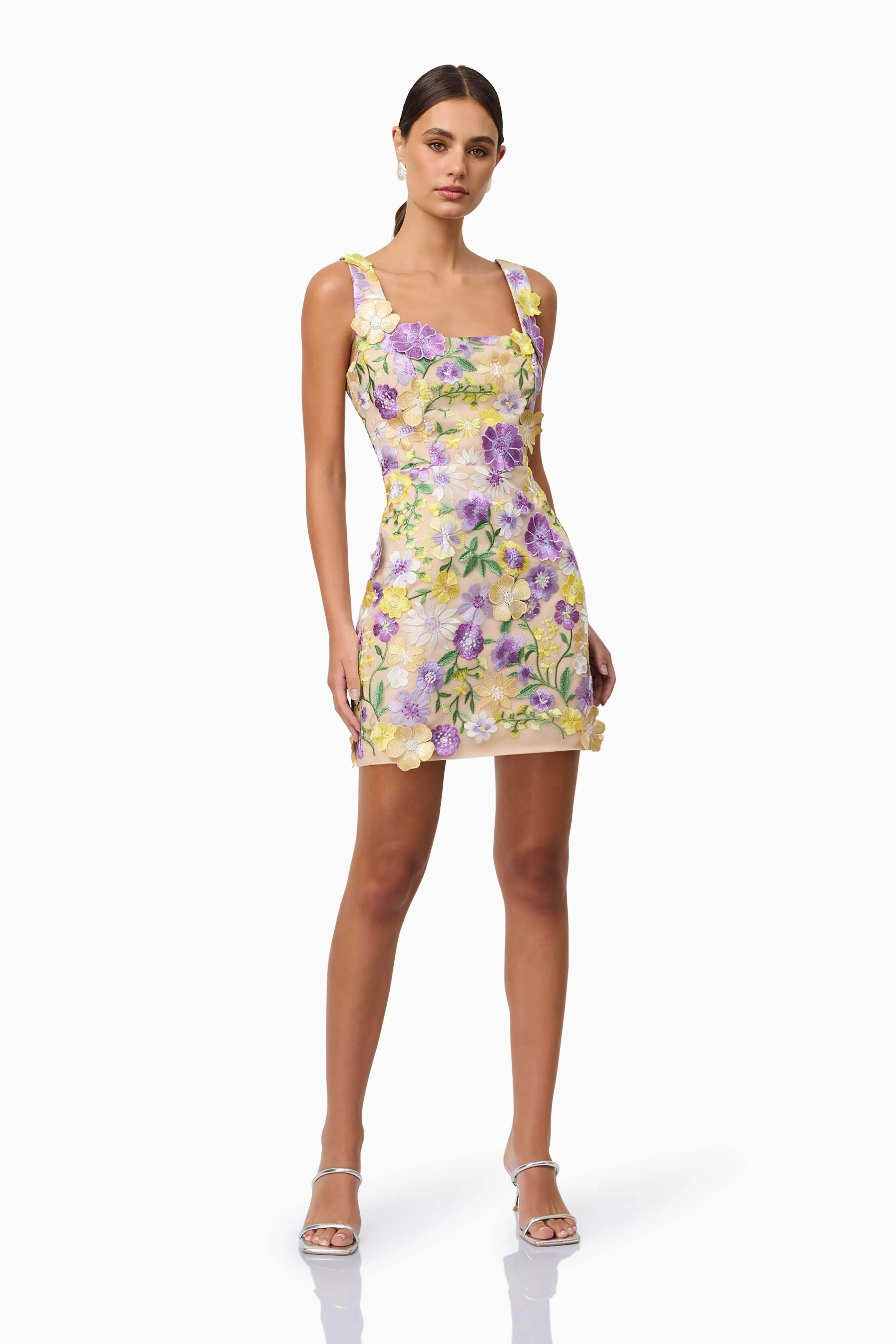 Lina Embroidered Mini Dress in Floral