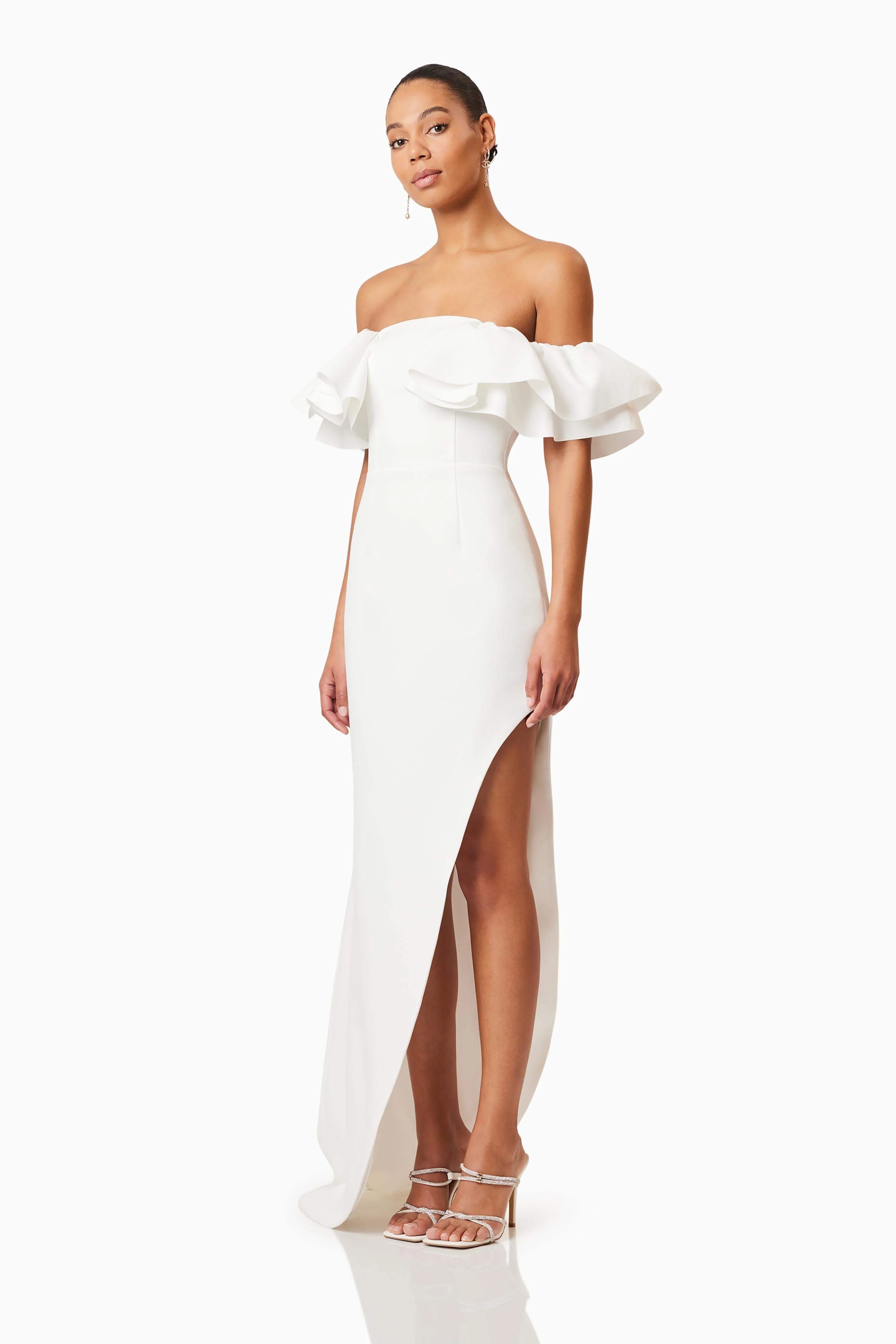 Geranium Hilo Off the Shoulder Dress in White