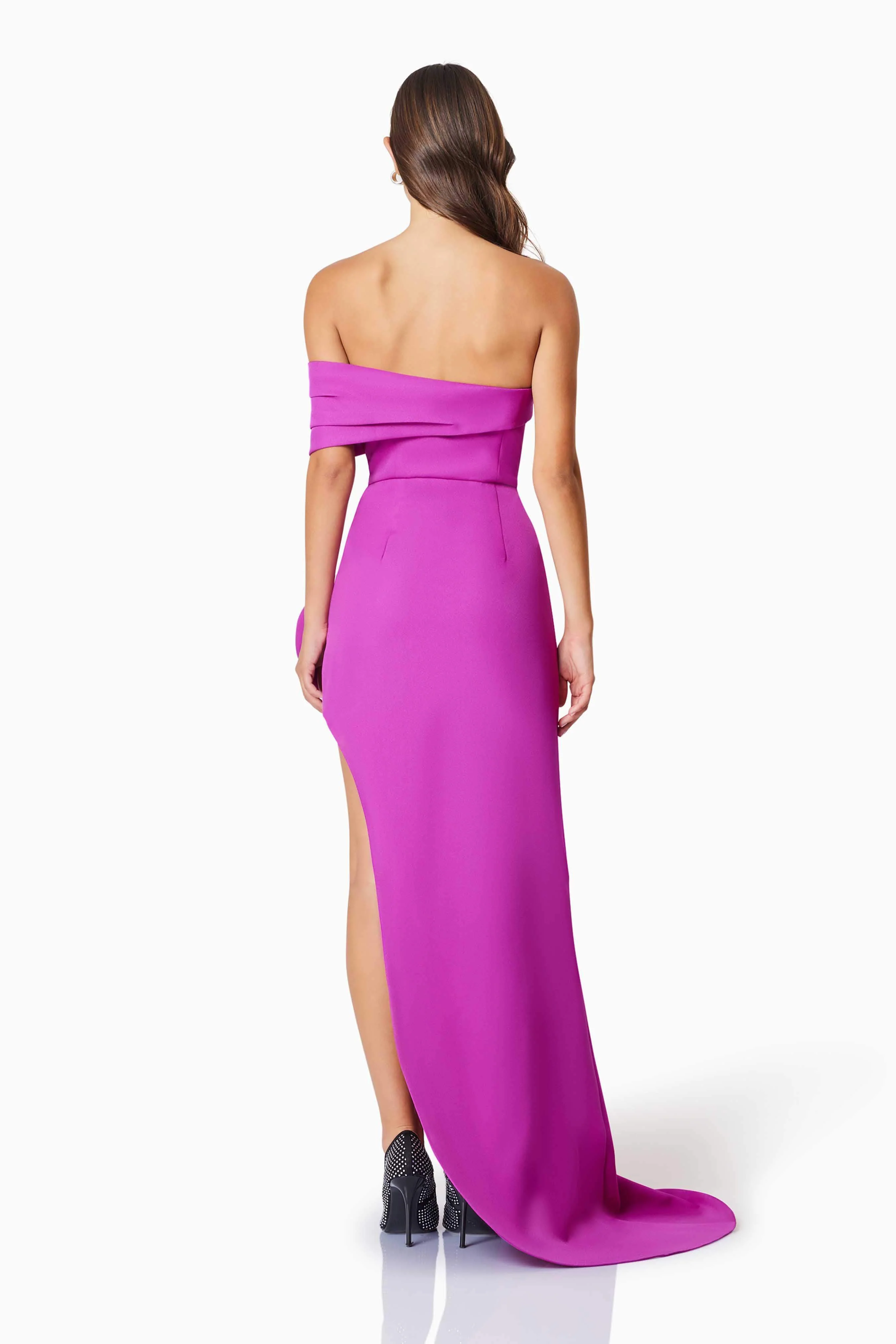 Bethany Off The Shoulder Maxi Gown In Purple