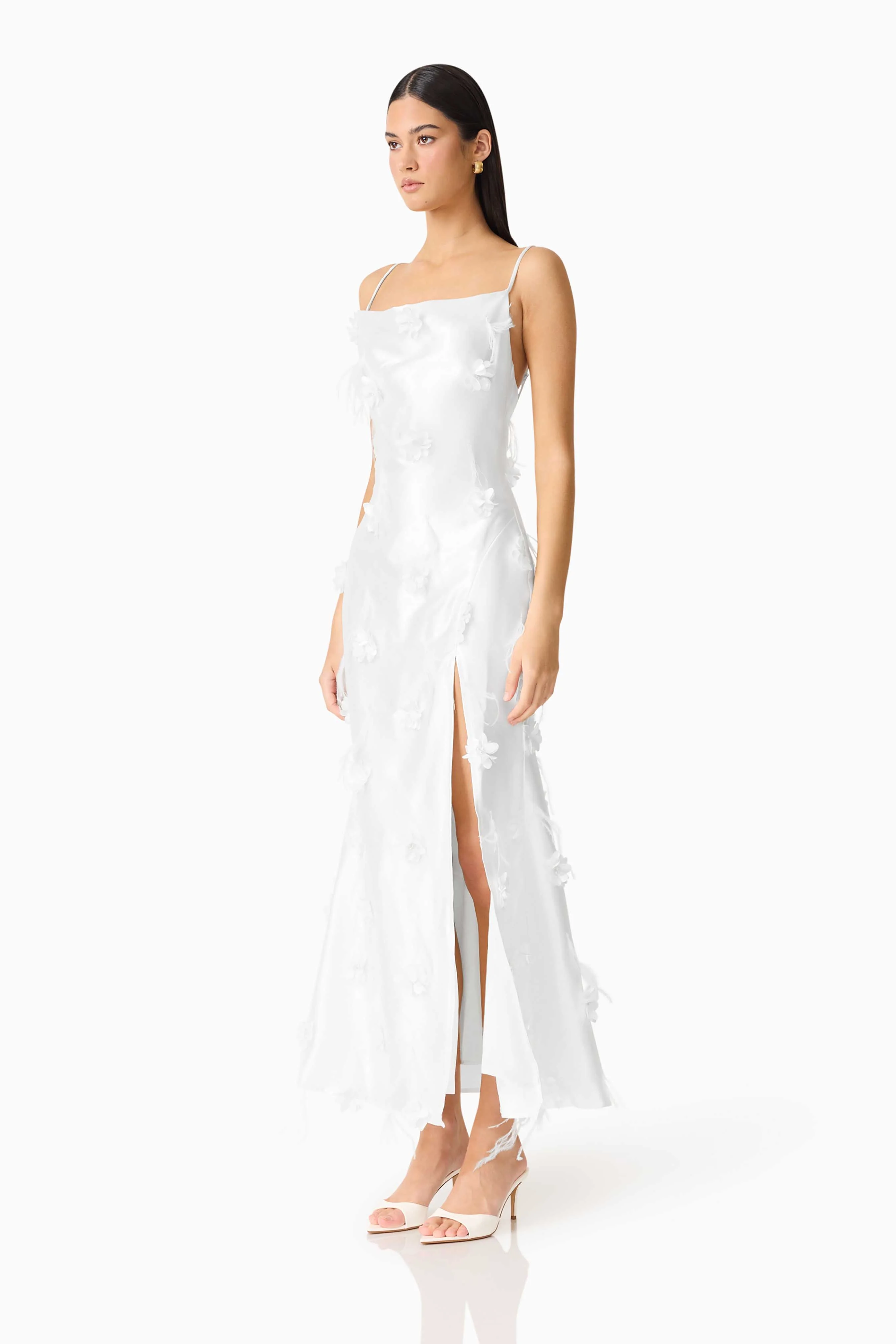 Lunaria Satin Maxi Dress In White