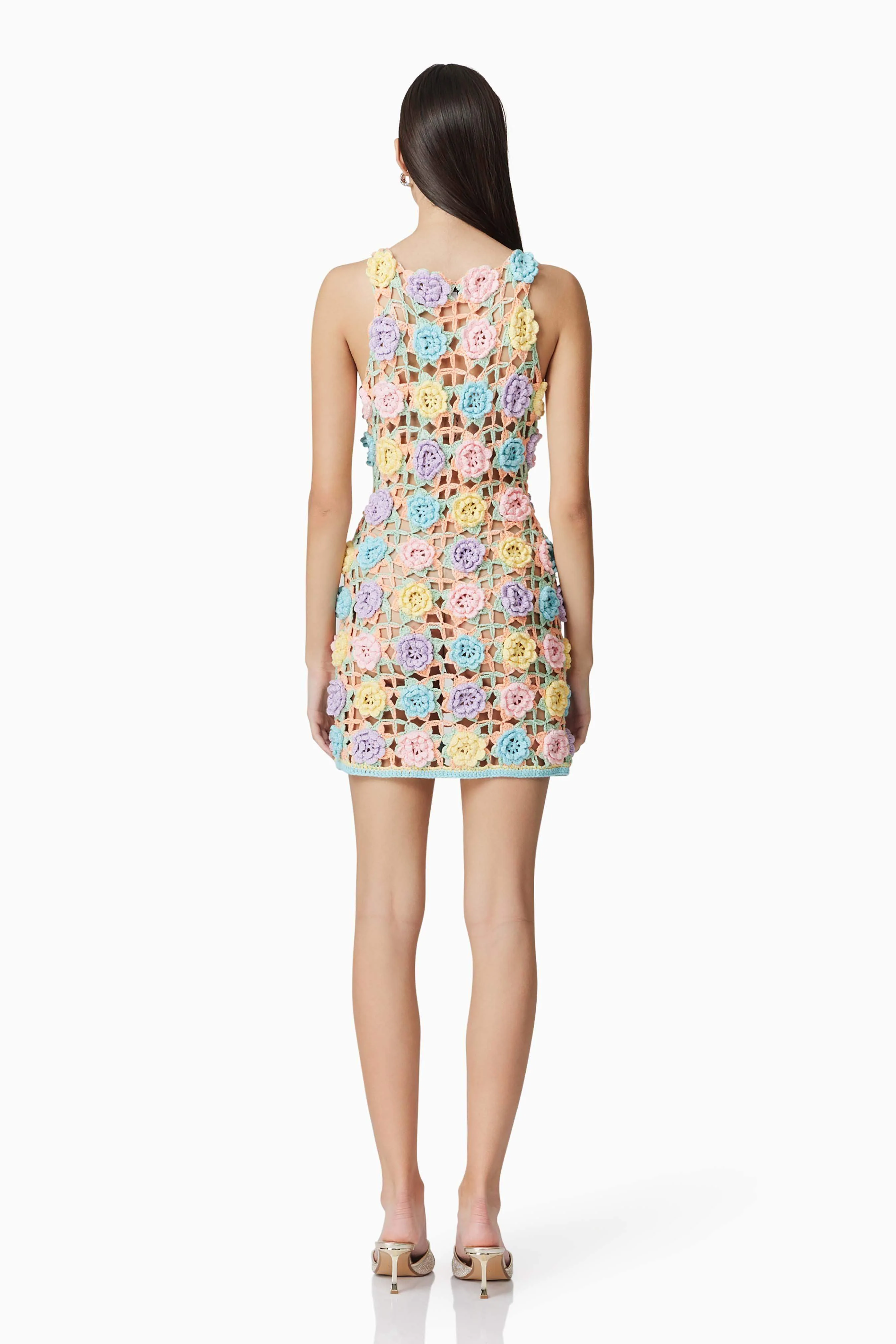 Elise Crochet Mini Dress in Purple