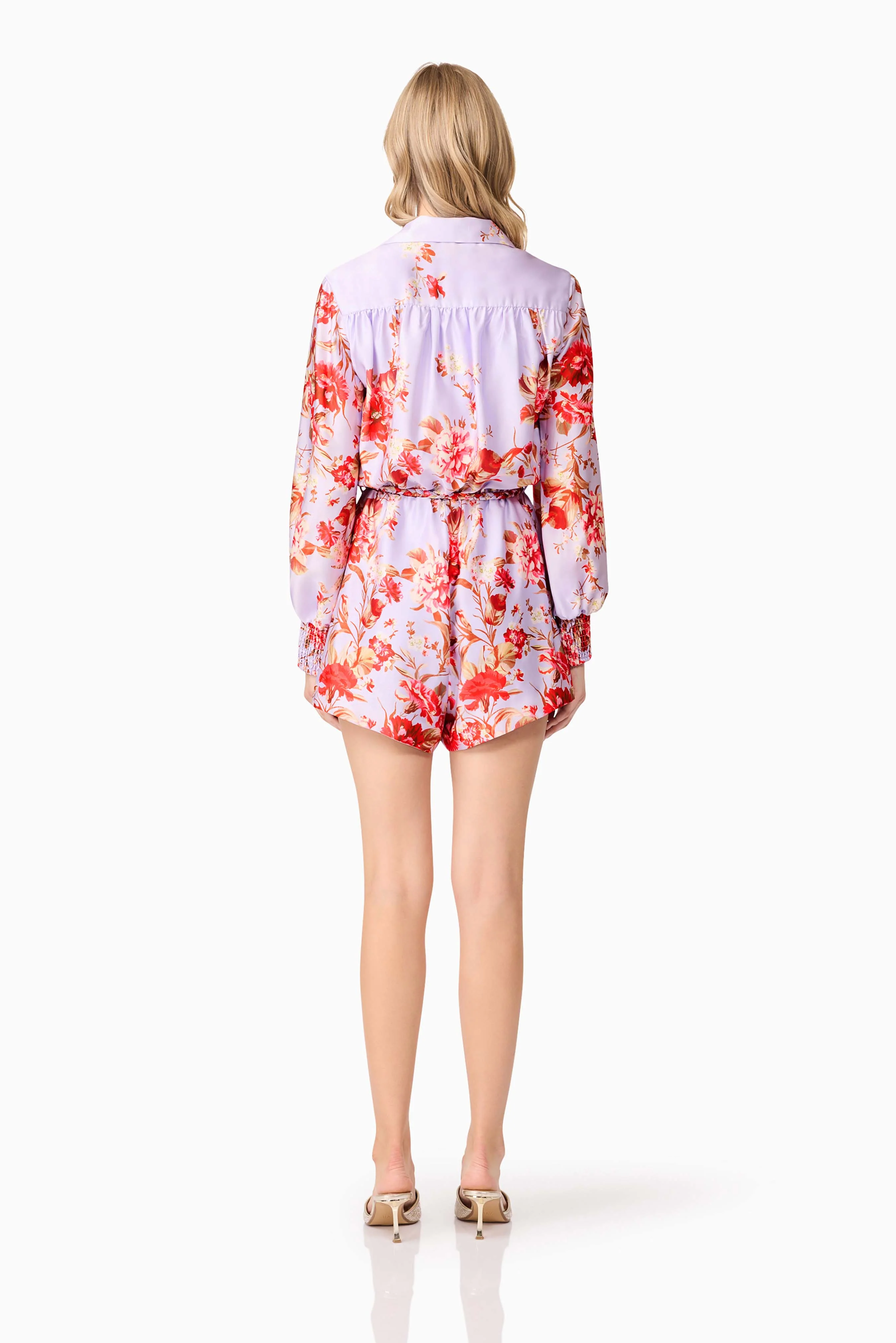 Elina Long Sleeve Playsuit in Purple