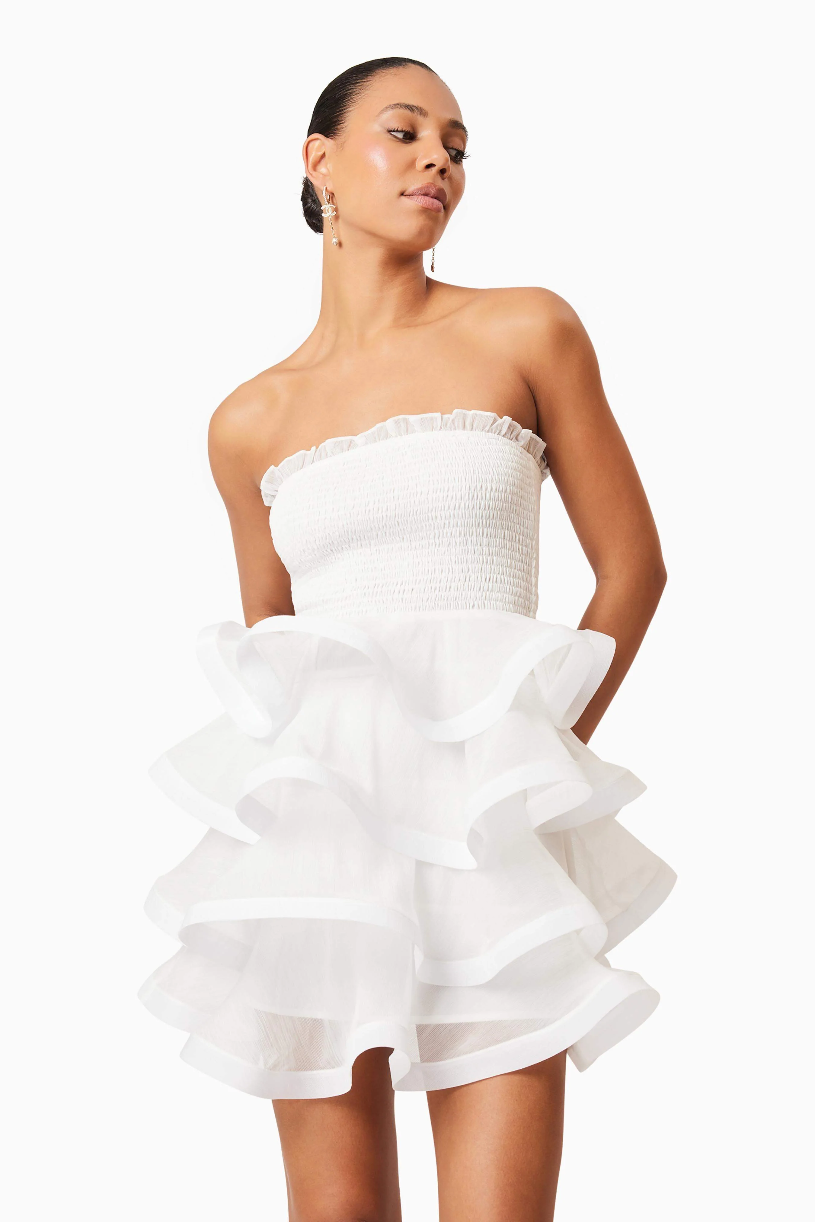 Louise Strapless Mini Dress In White