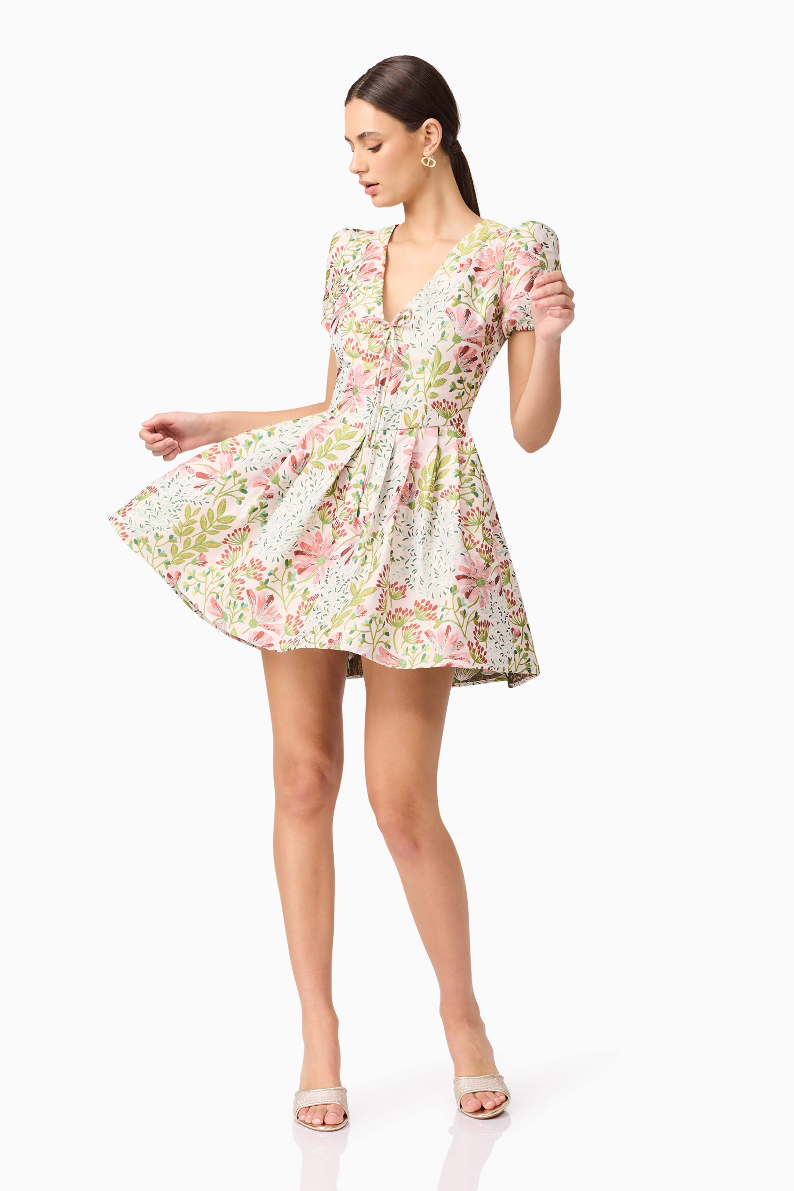 Calaantha Puff Sleeve Mini Dress in Floral