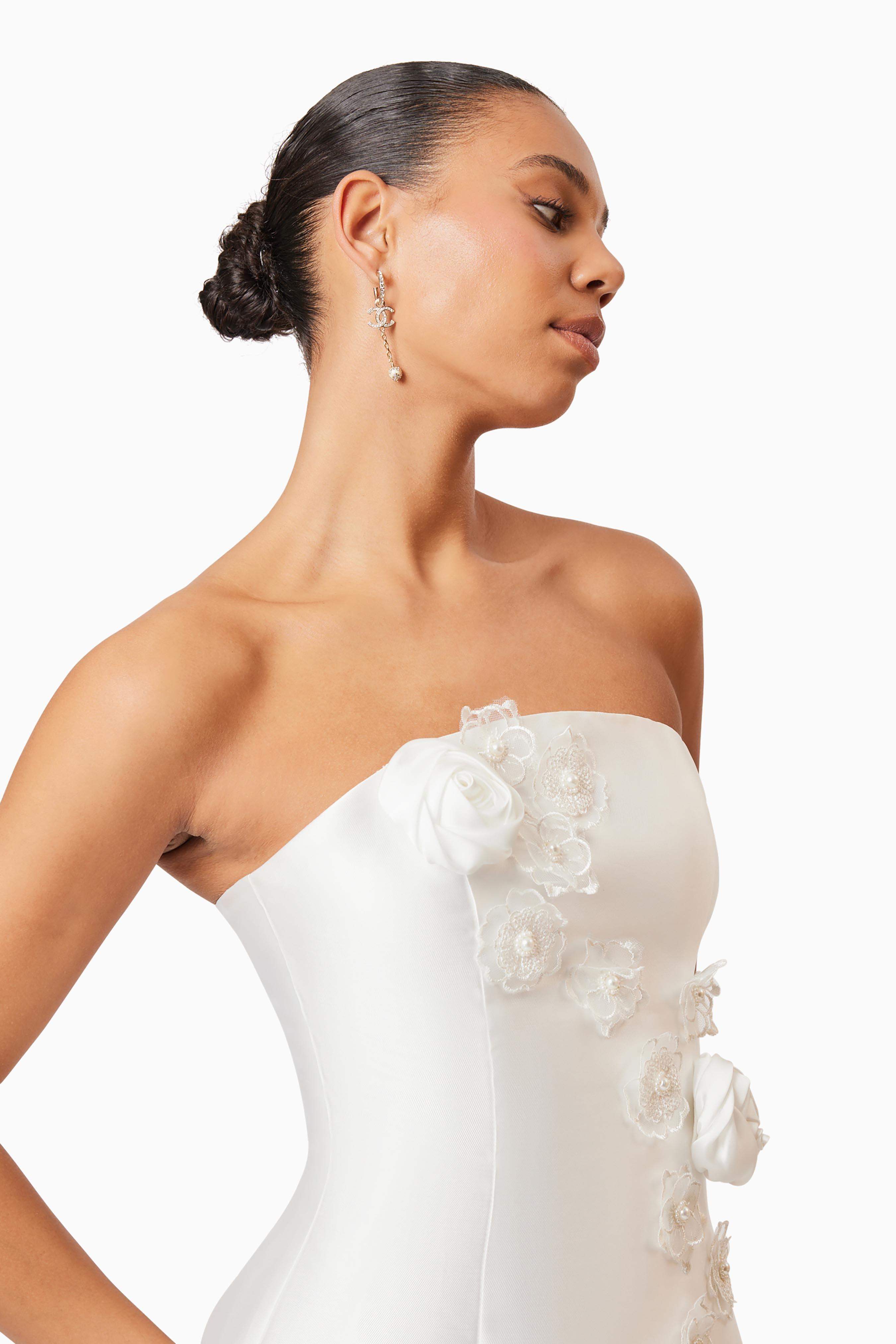 Oleander Strapless Maxi Dress In White