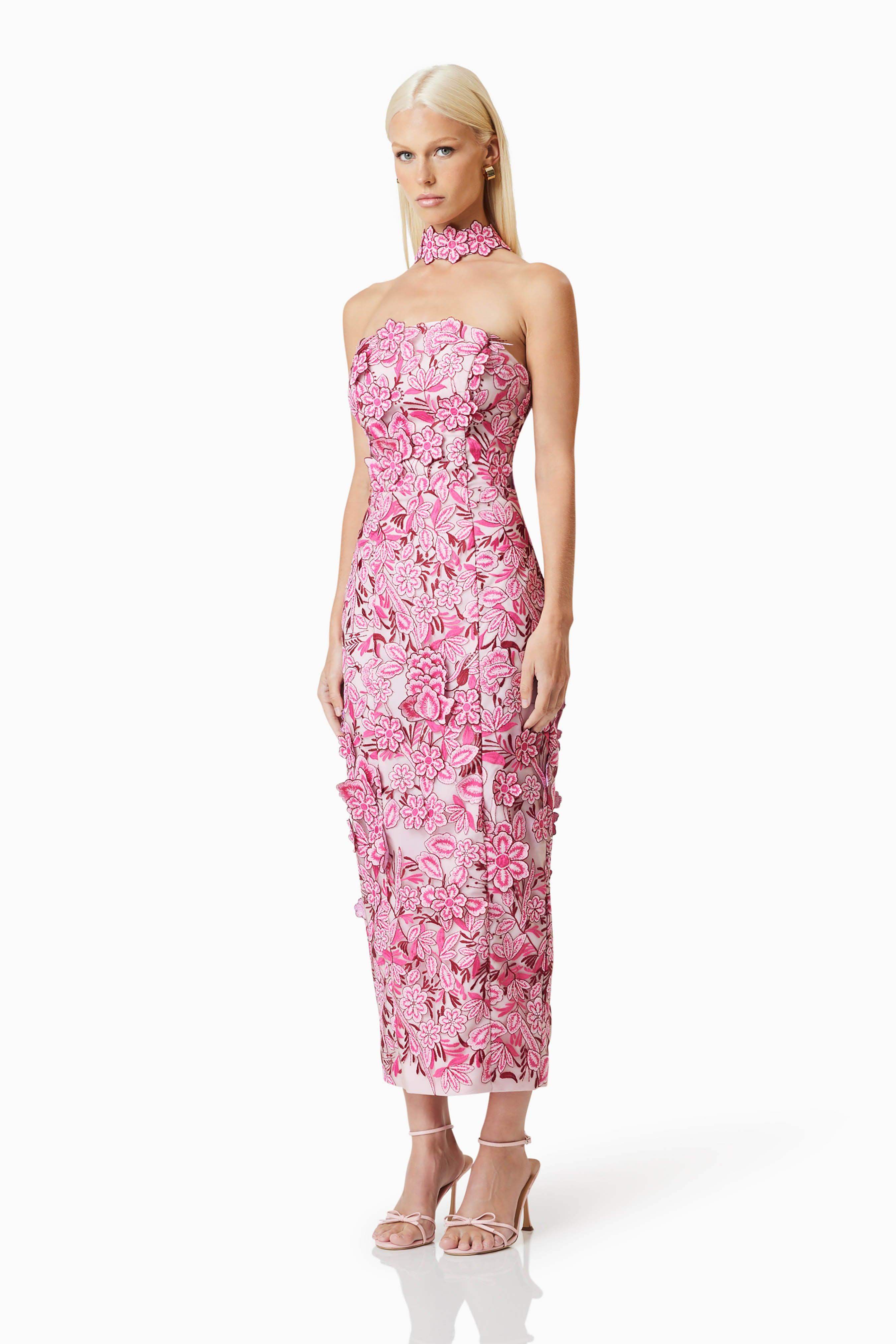 OMR x ELLIATT: Roseate Cocktail Midi Dress In Pink