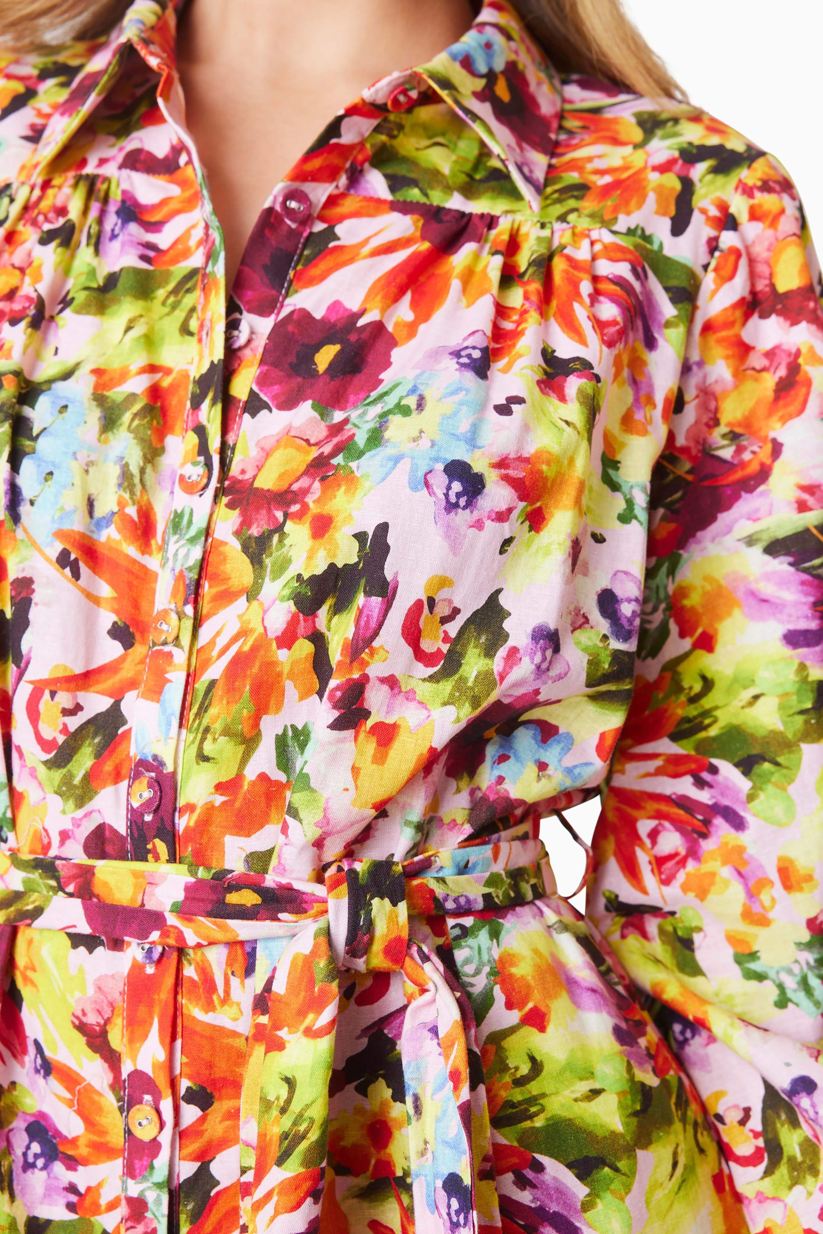 Elira Maxi Shirt Dress In Florals