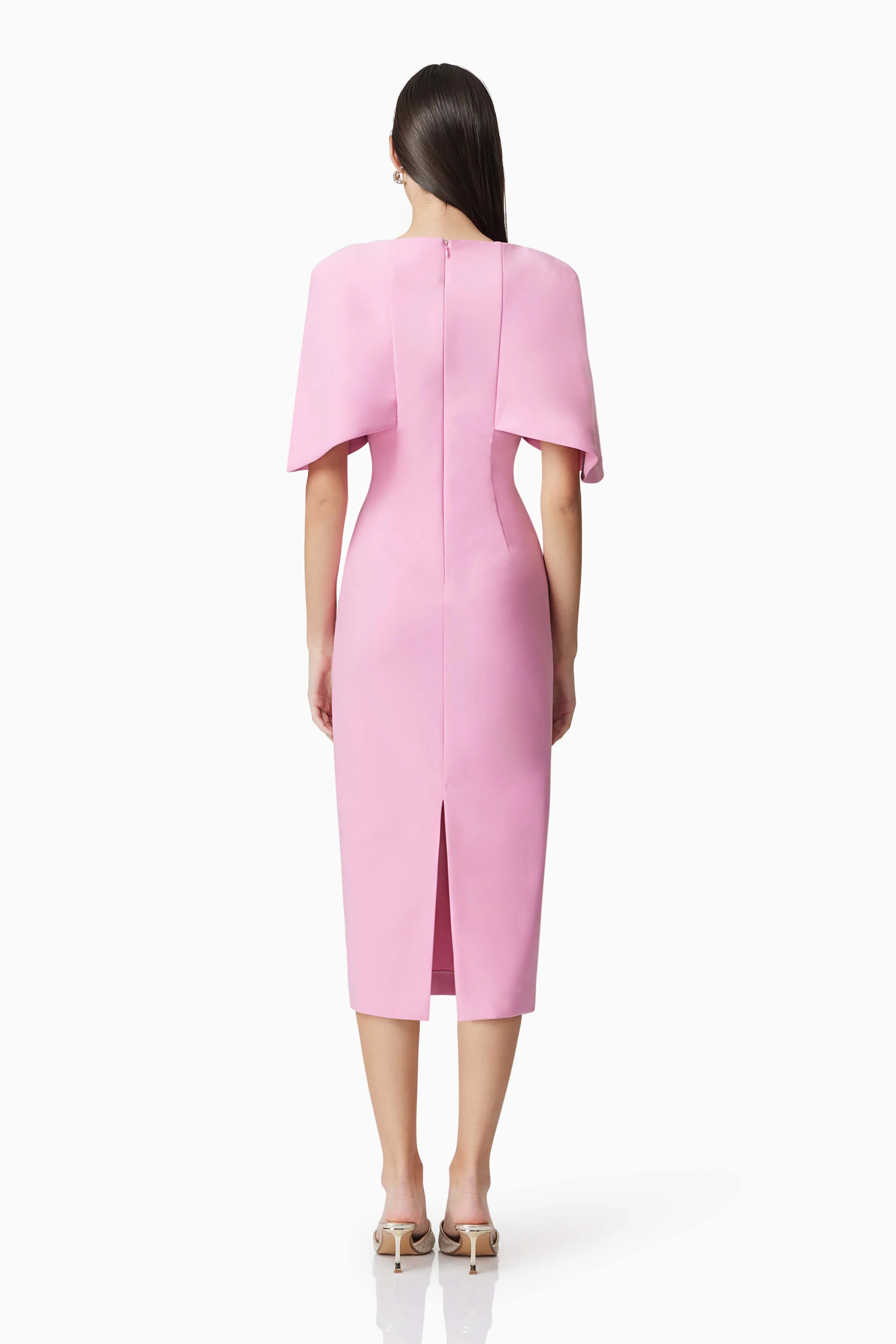 Gia Cape Midi Dress in Pink