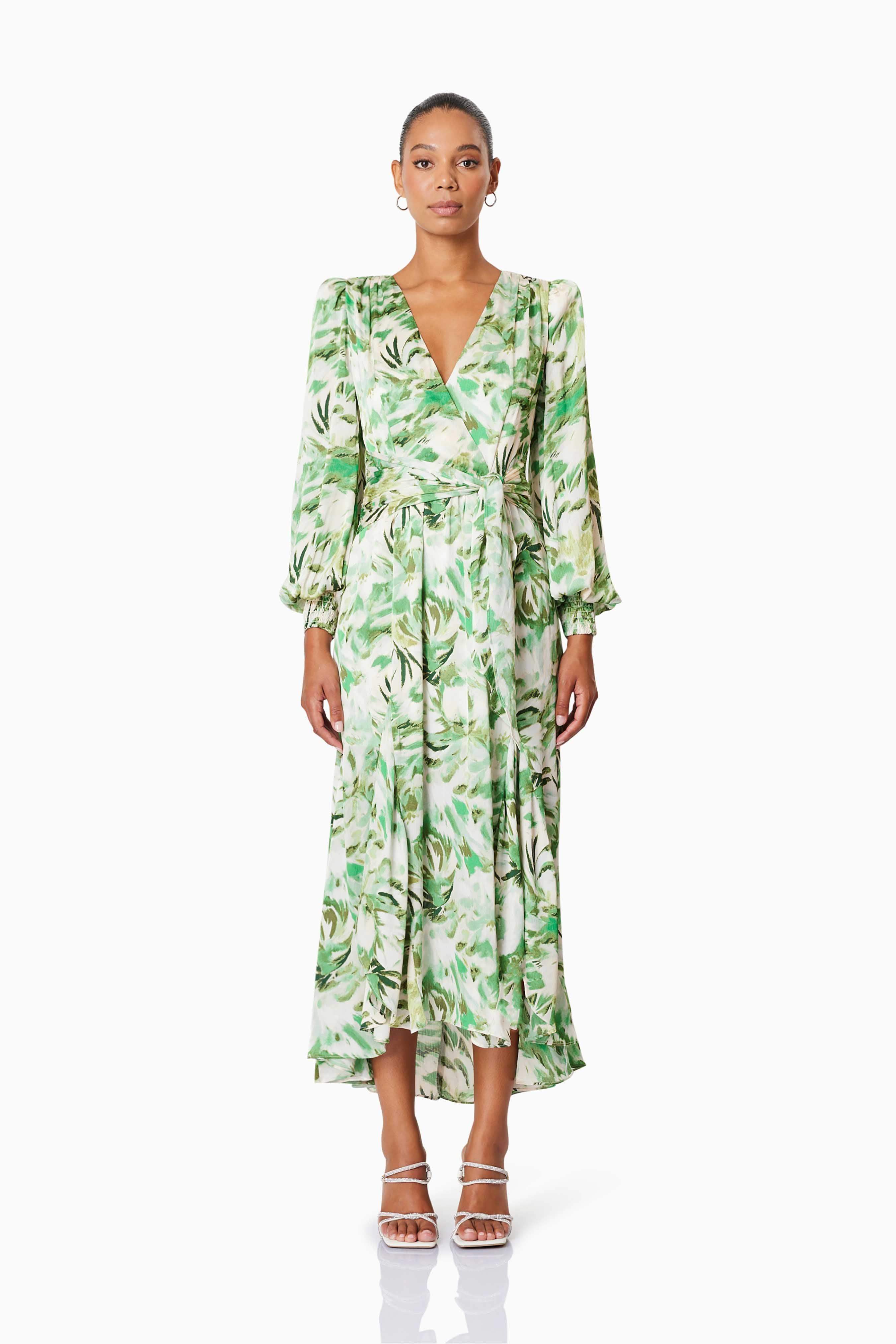 Georgia Long Sleeve Maxi Dress In Green