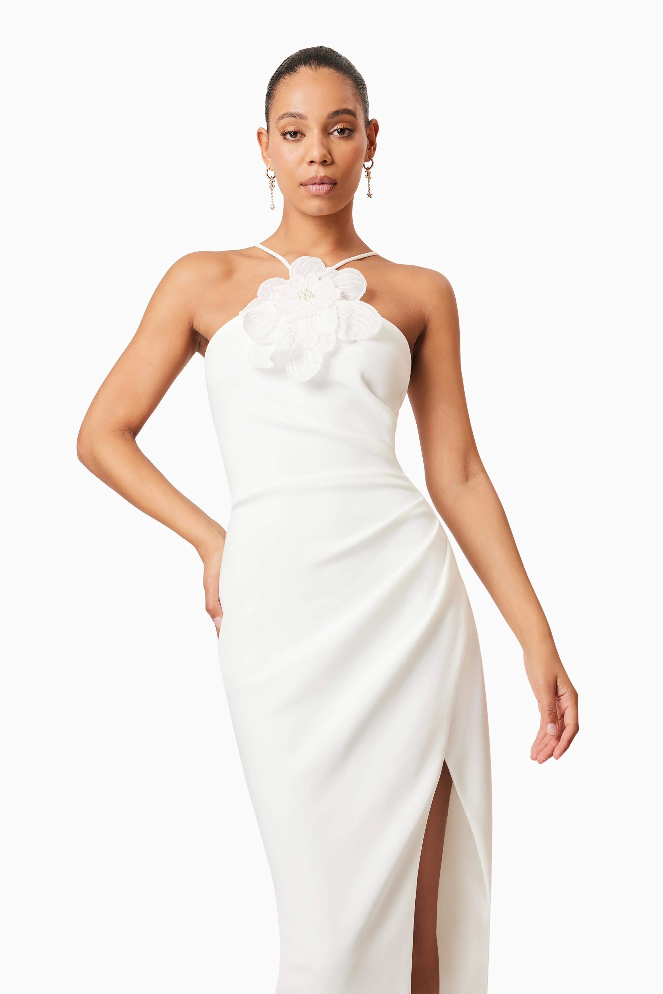 Janelle 3D Midi Dress In White