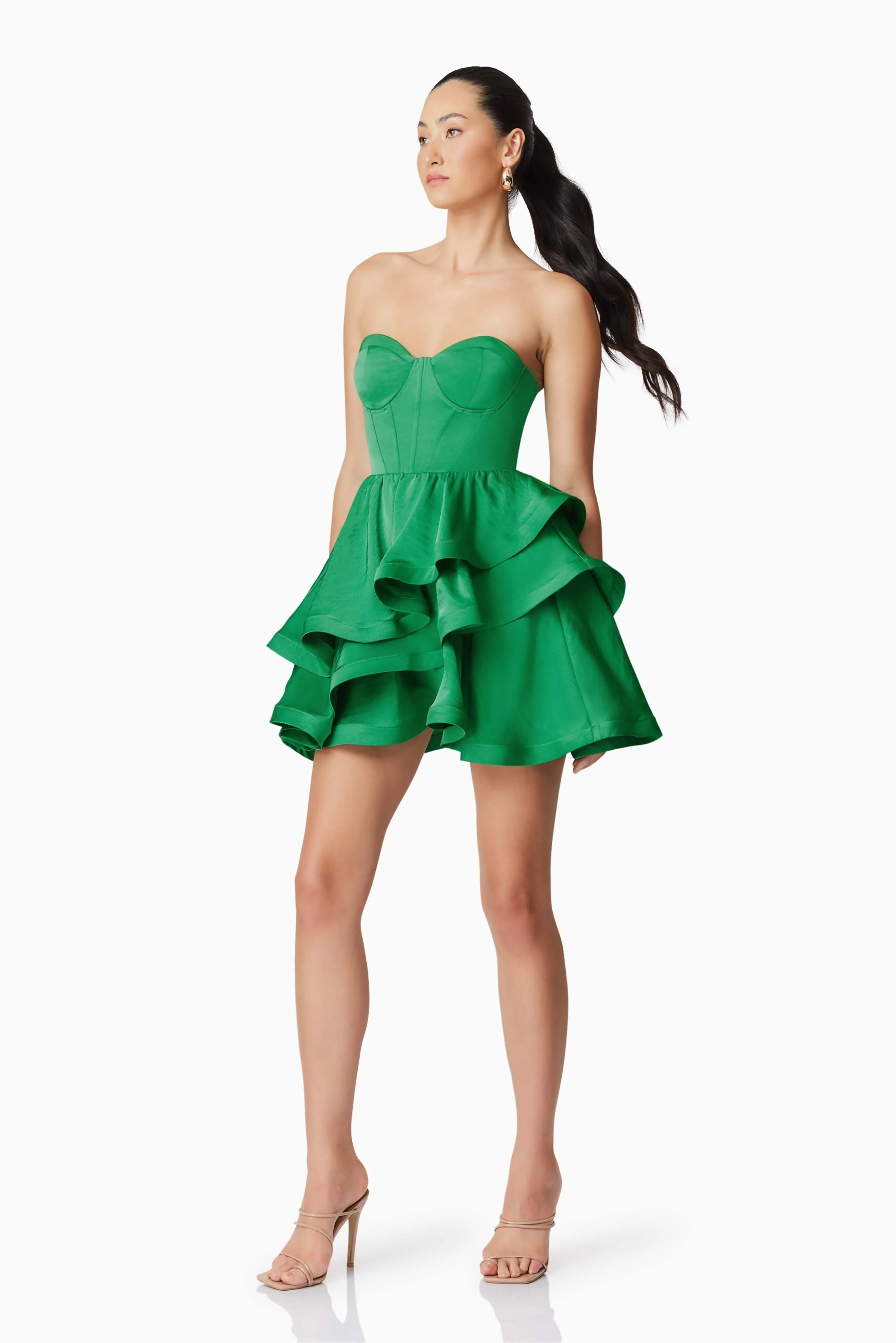 Roni Strapless Mini Dress in Green