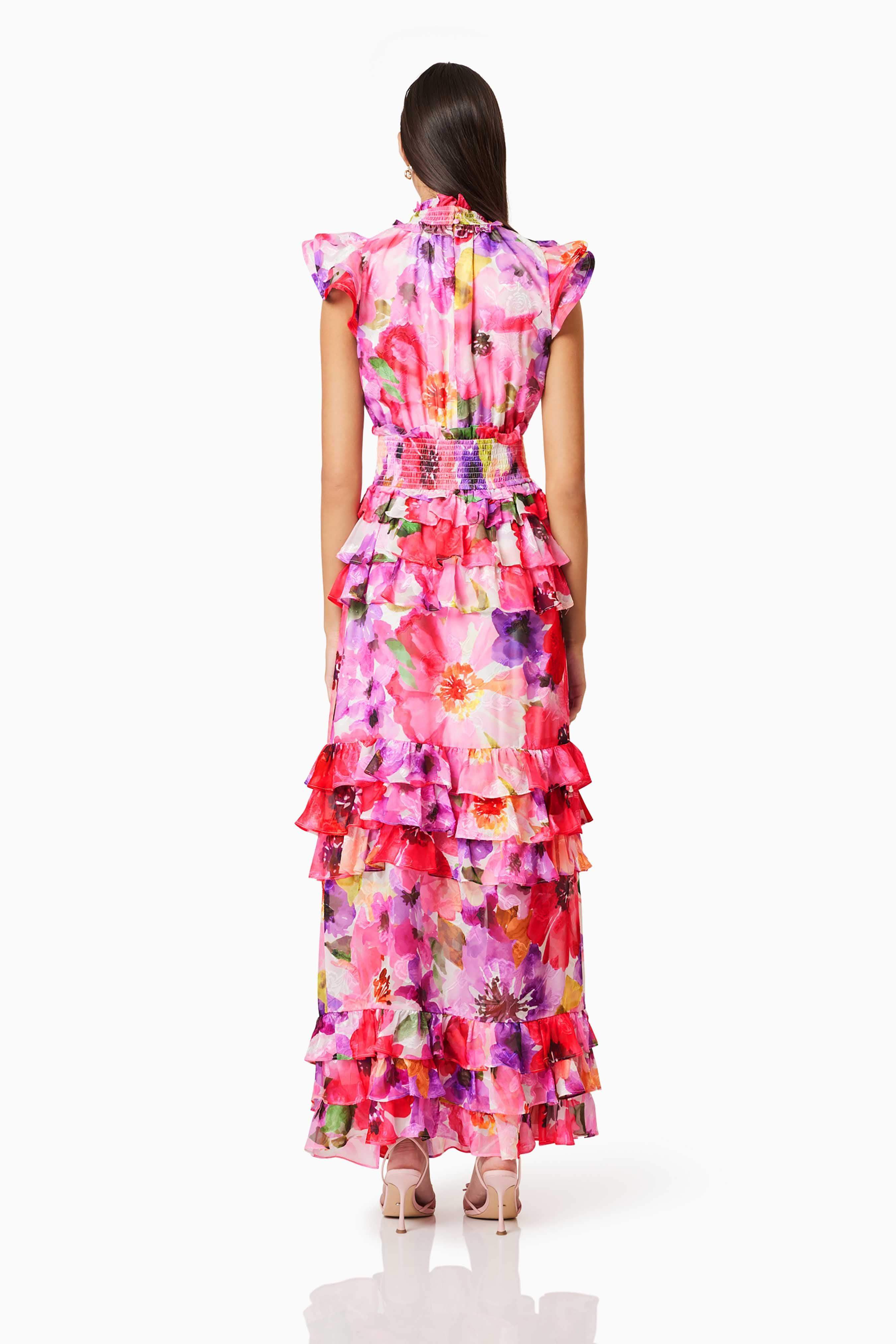 Darra Ruffled Maxi Dress In Floral