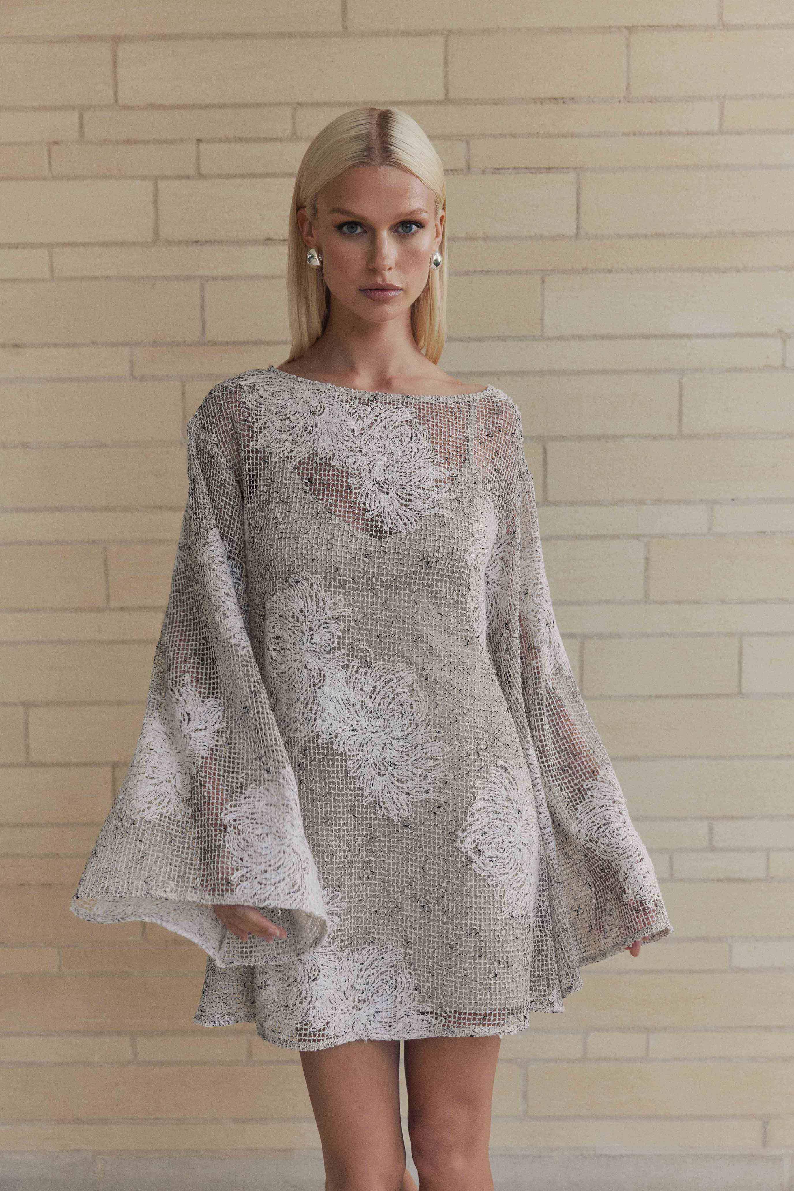 CURAAE Palma Crochet Dress in Beige