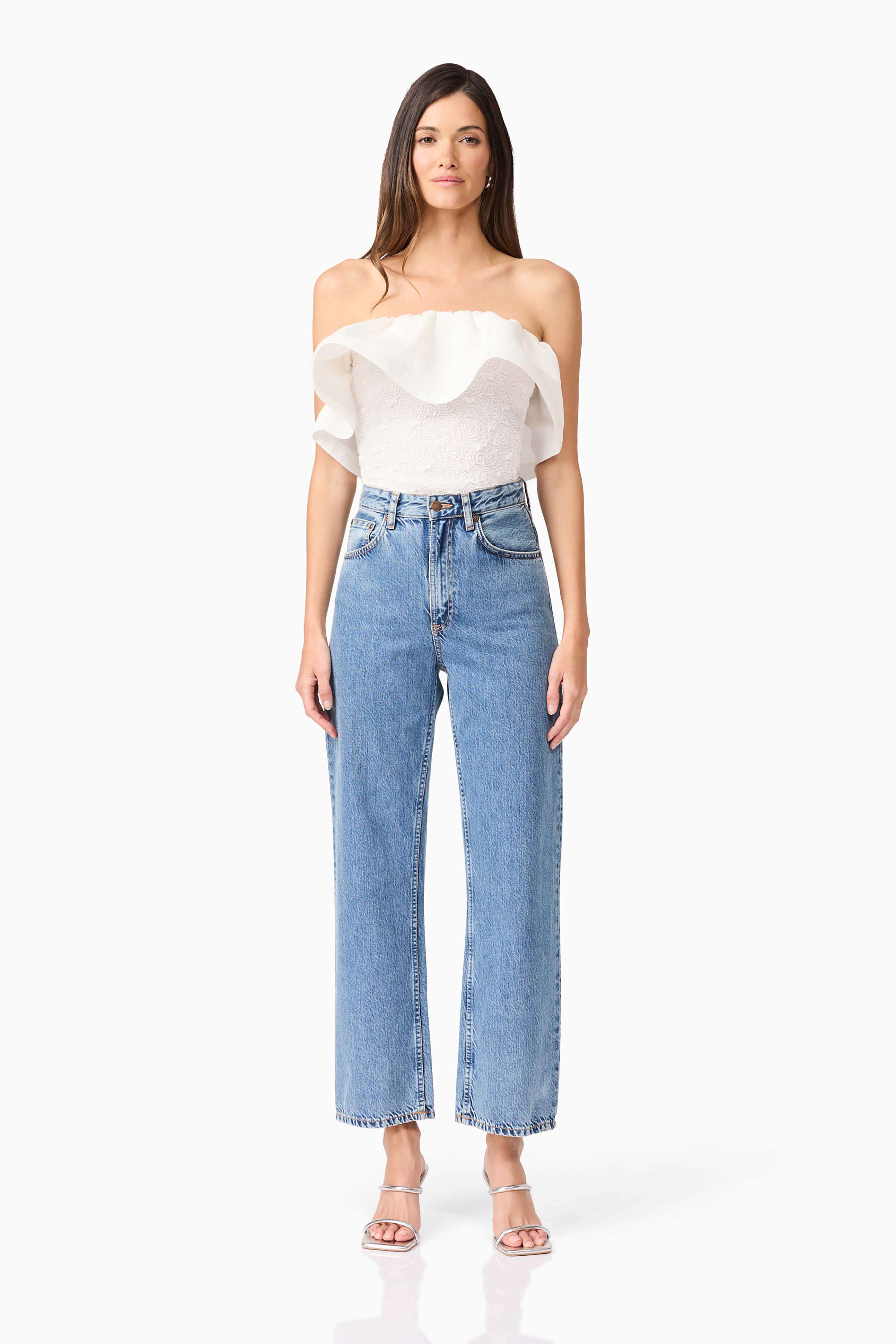 Dandelione Strapless Top in White