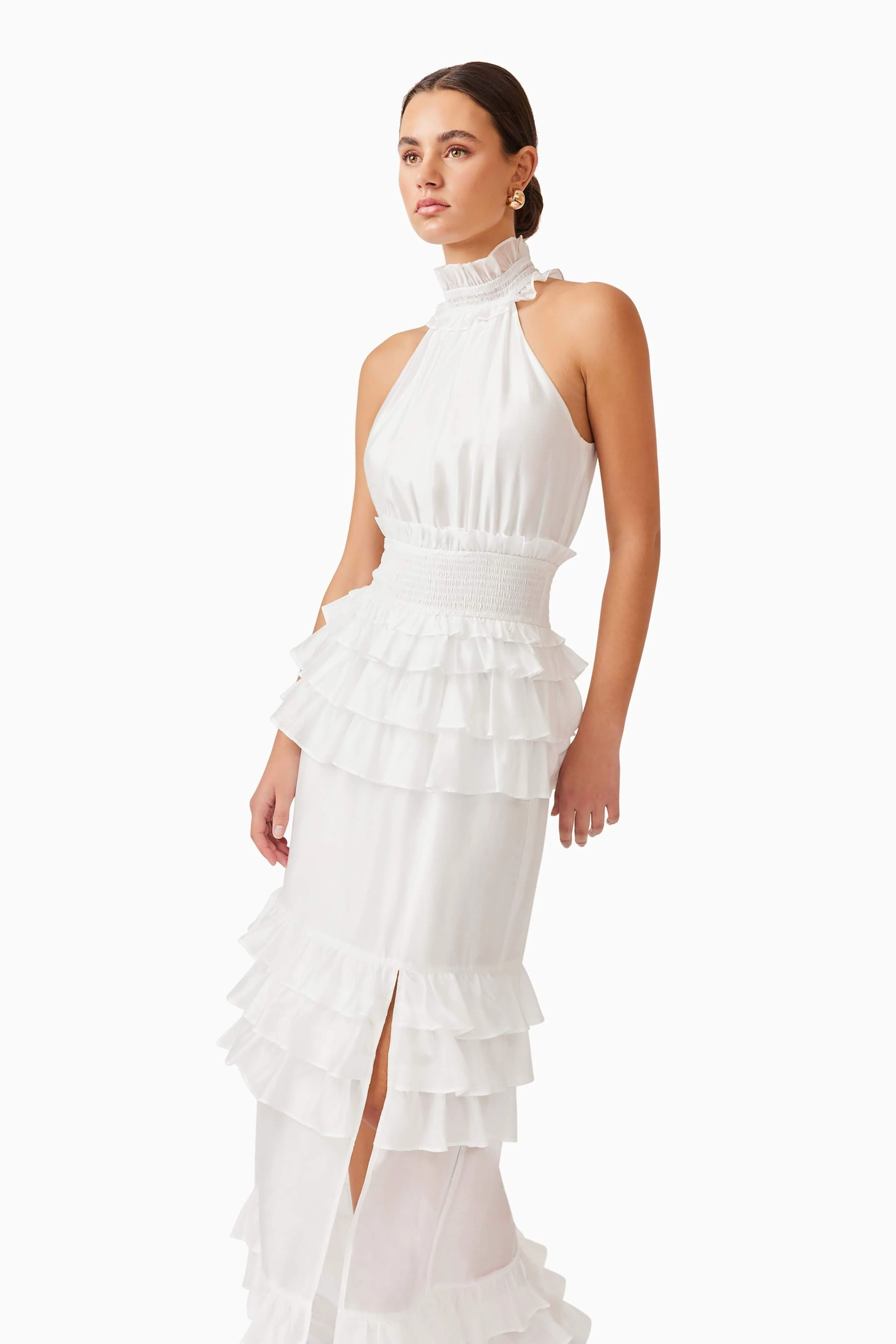 Kalani Halter Maxi Dress in White