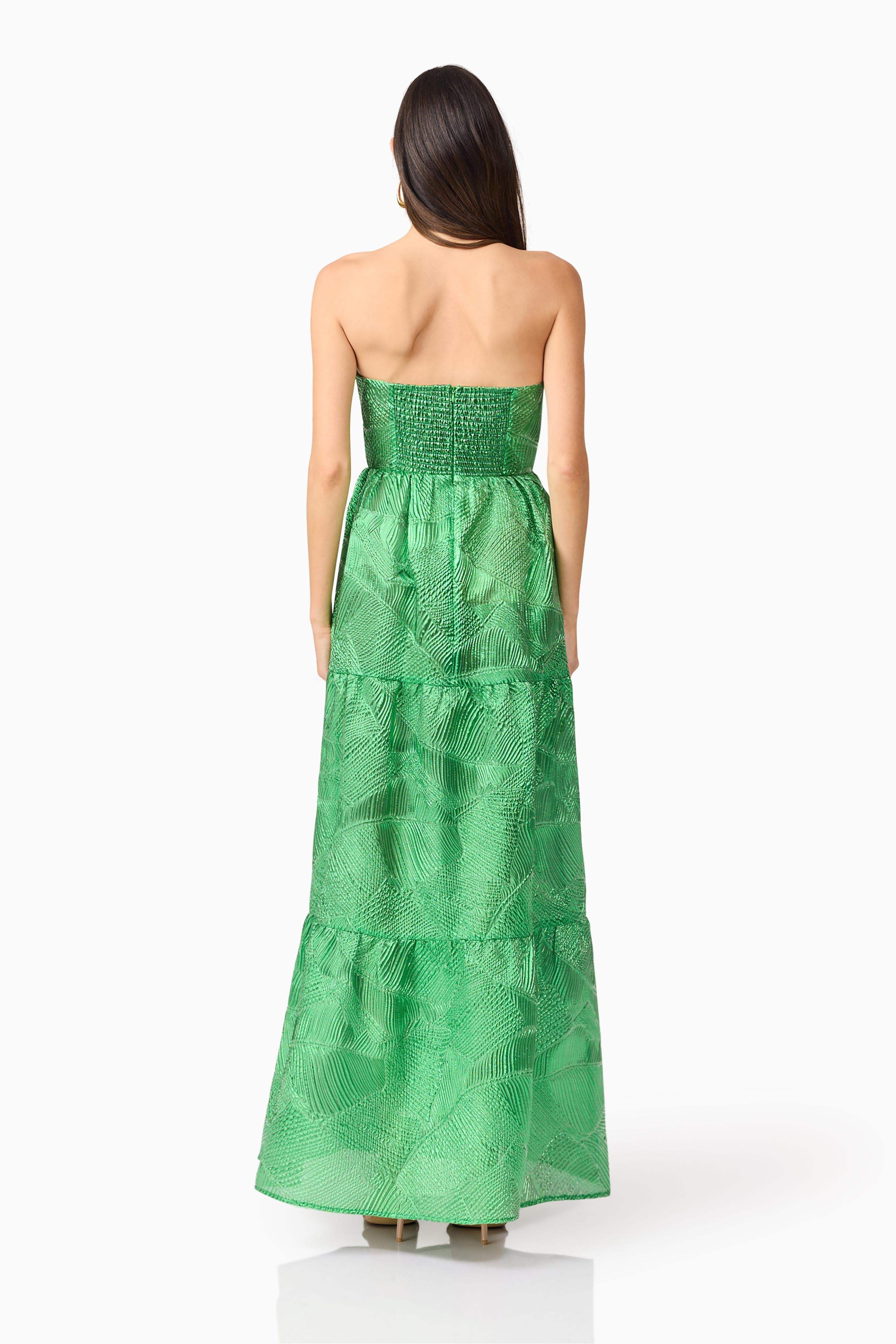 Ginnifer Strapless Maxi Dress in Green