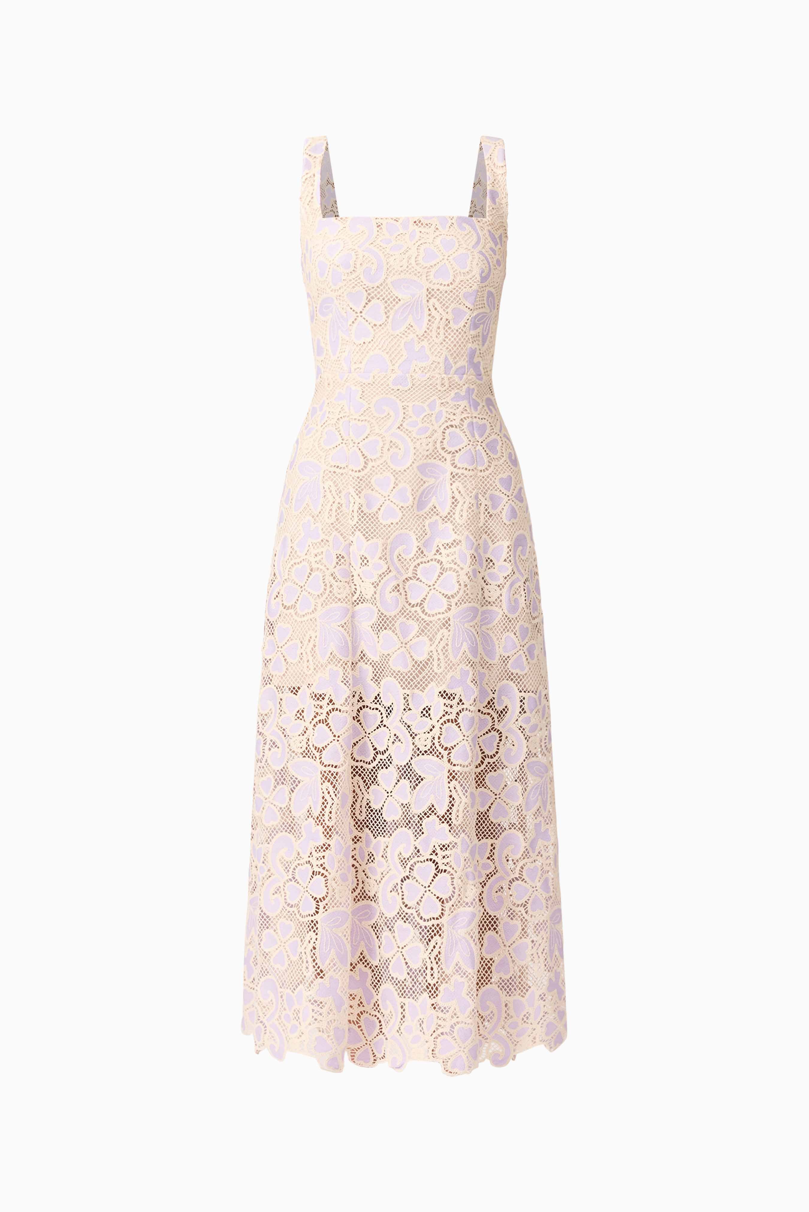 Jasmine A-Line Midi Dress in Purple & Beige