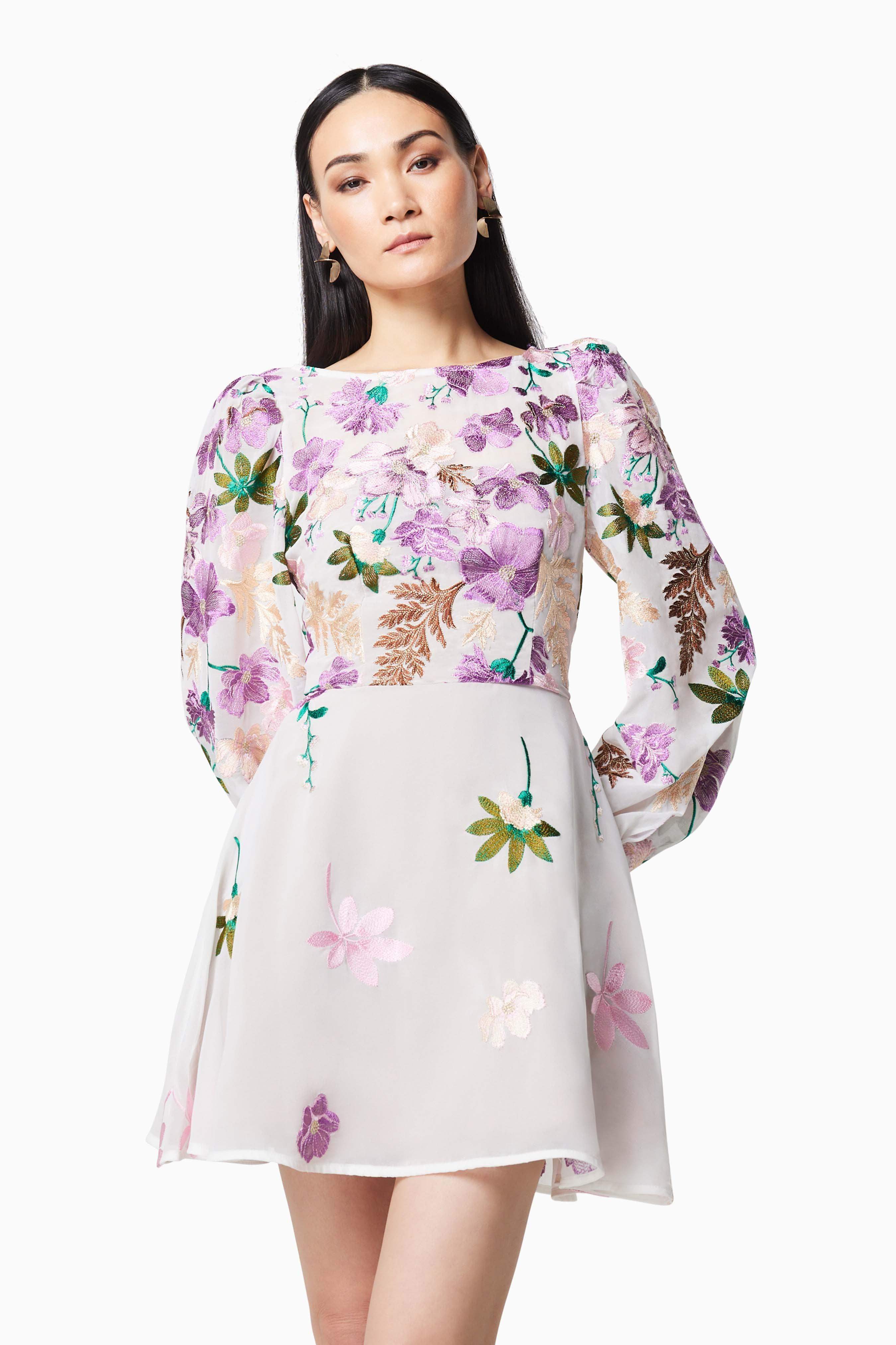 Reverie Long Sleeved Mini Dress in Purple