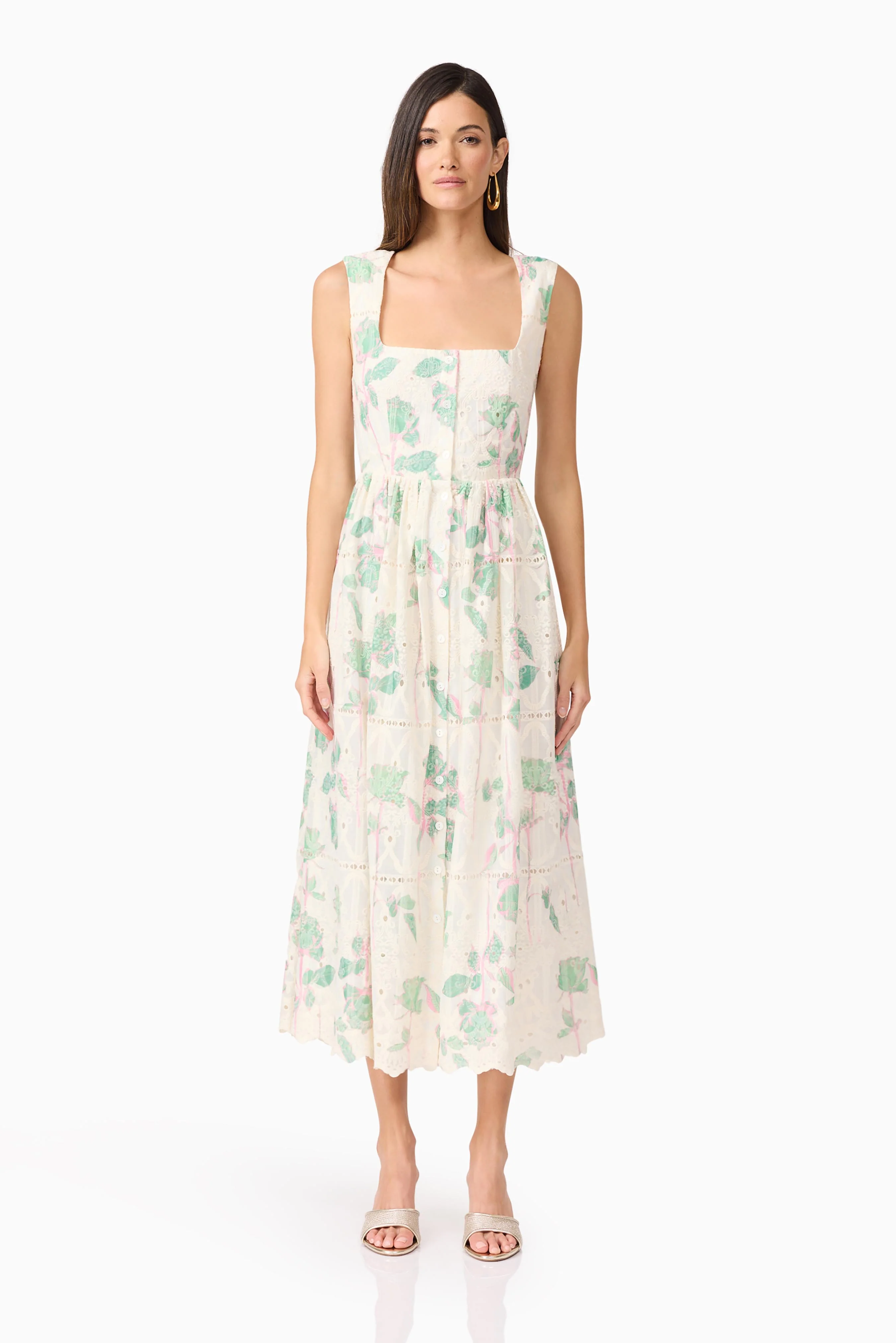 Kierra Floral Midi Dress in White