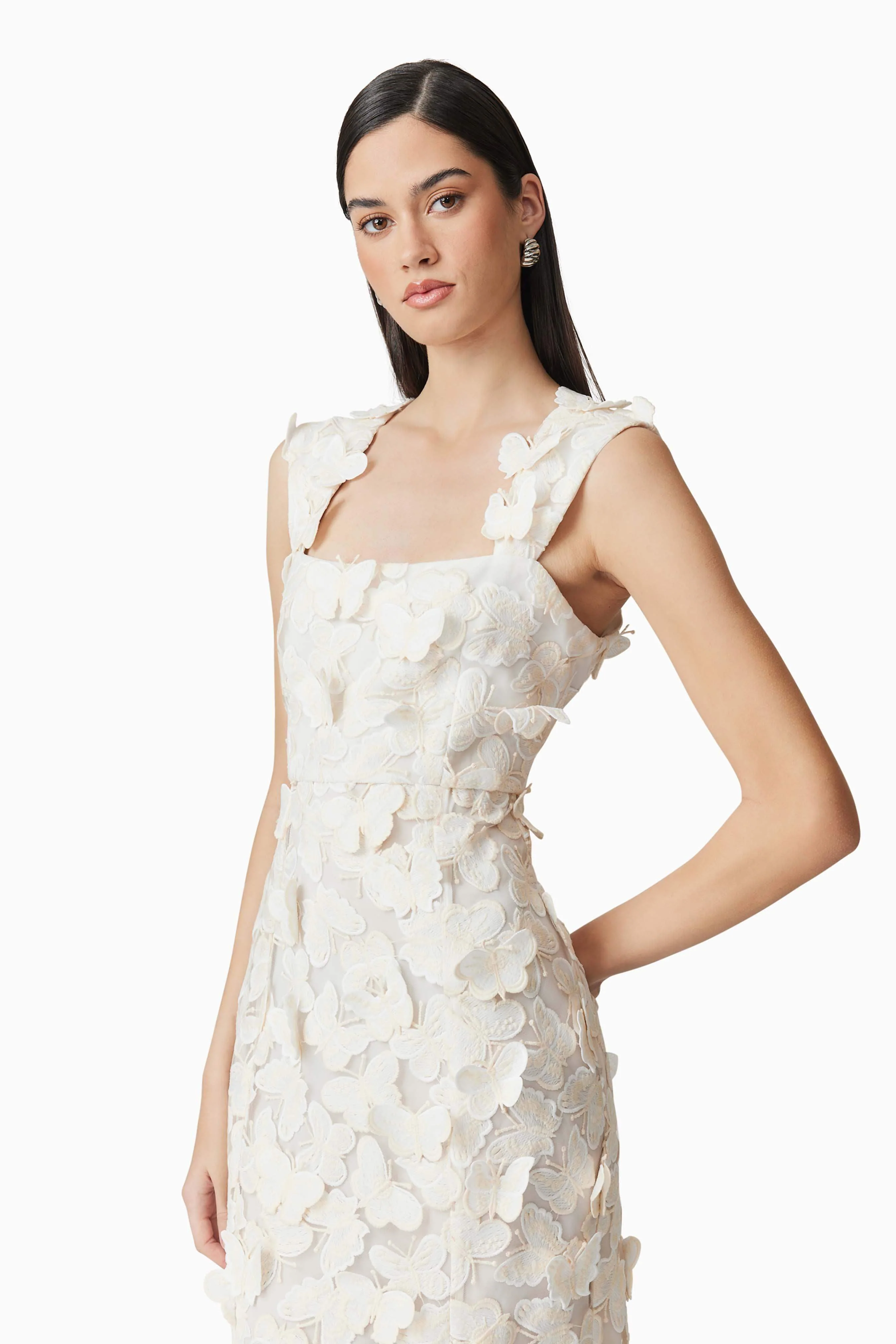 Scarlett Butterfly Midi Dress In White