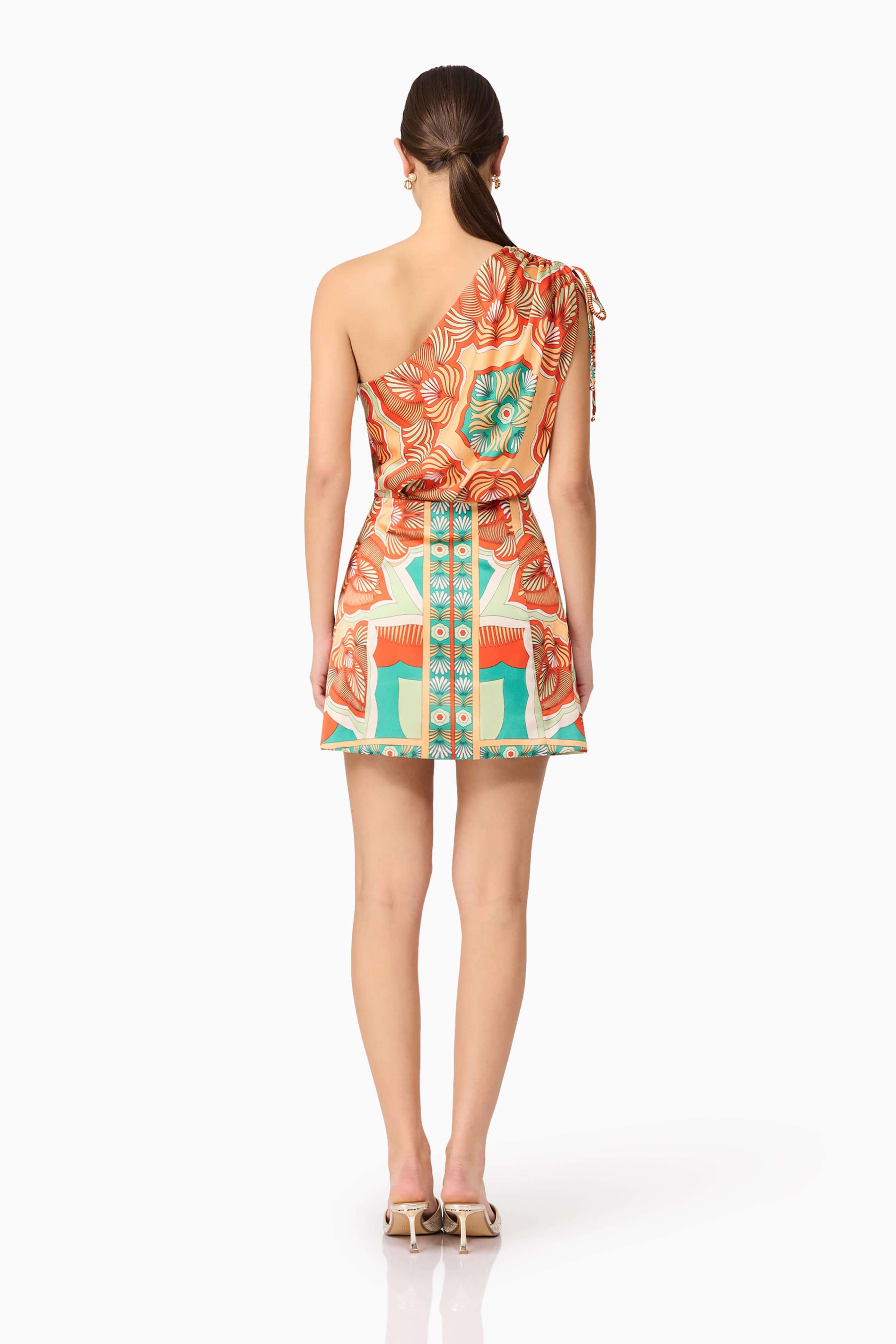 Neomi One Shoulder Mini Dress in Orange