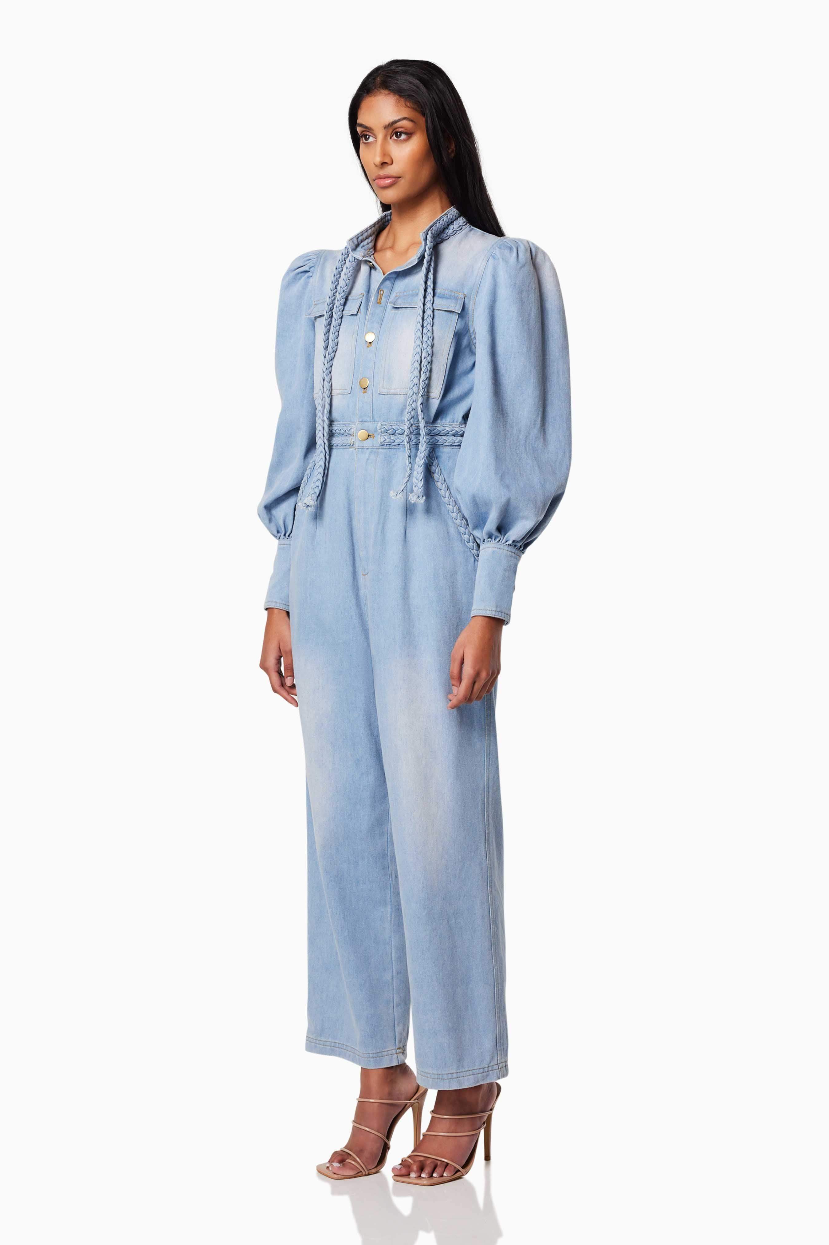 Country Long Sleeved Jumpsuit In Blue