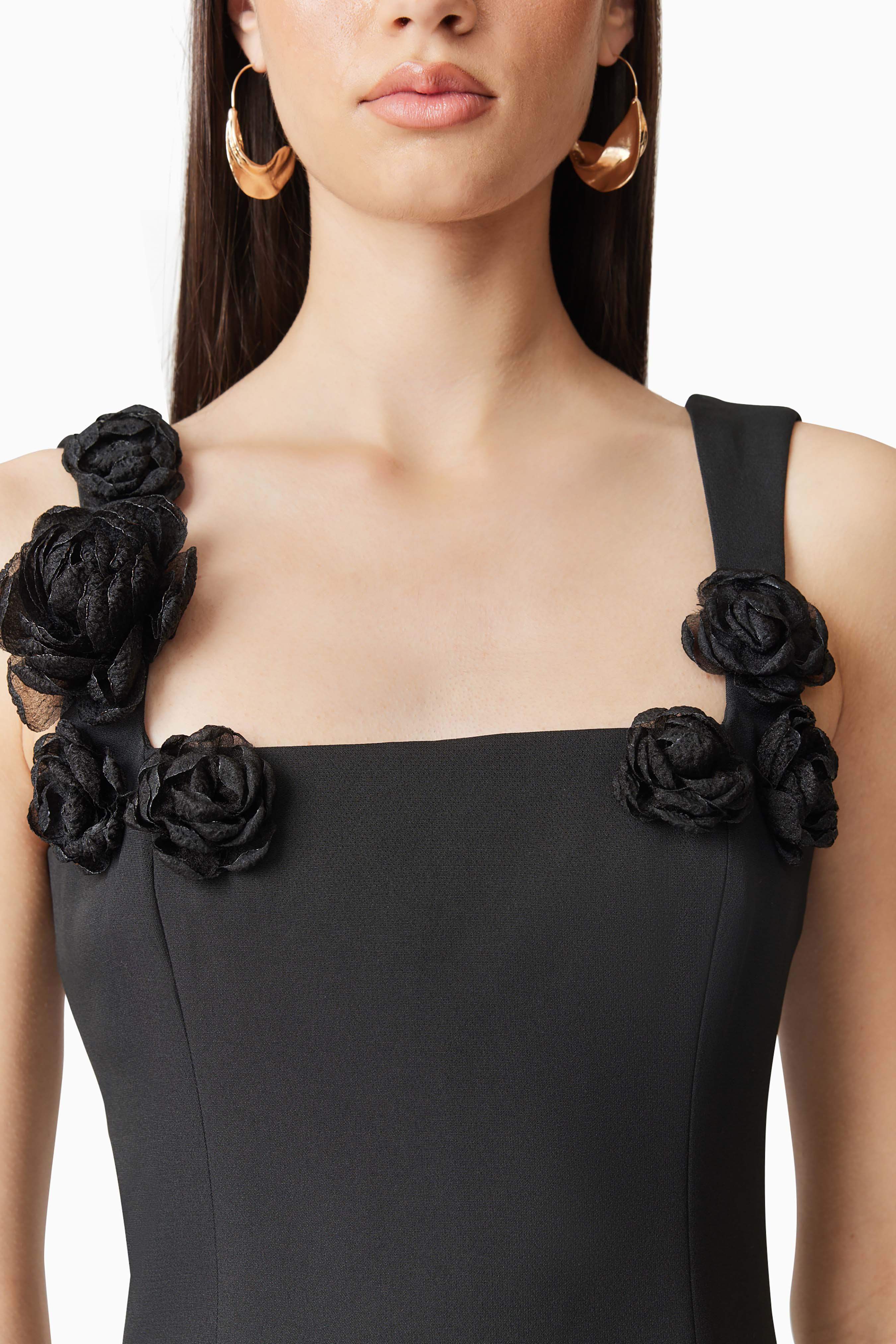 Trompe 3D Floral Mini Dress Black