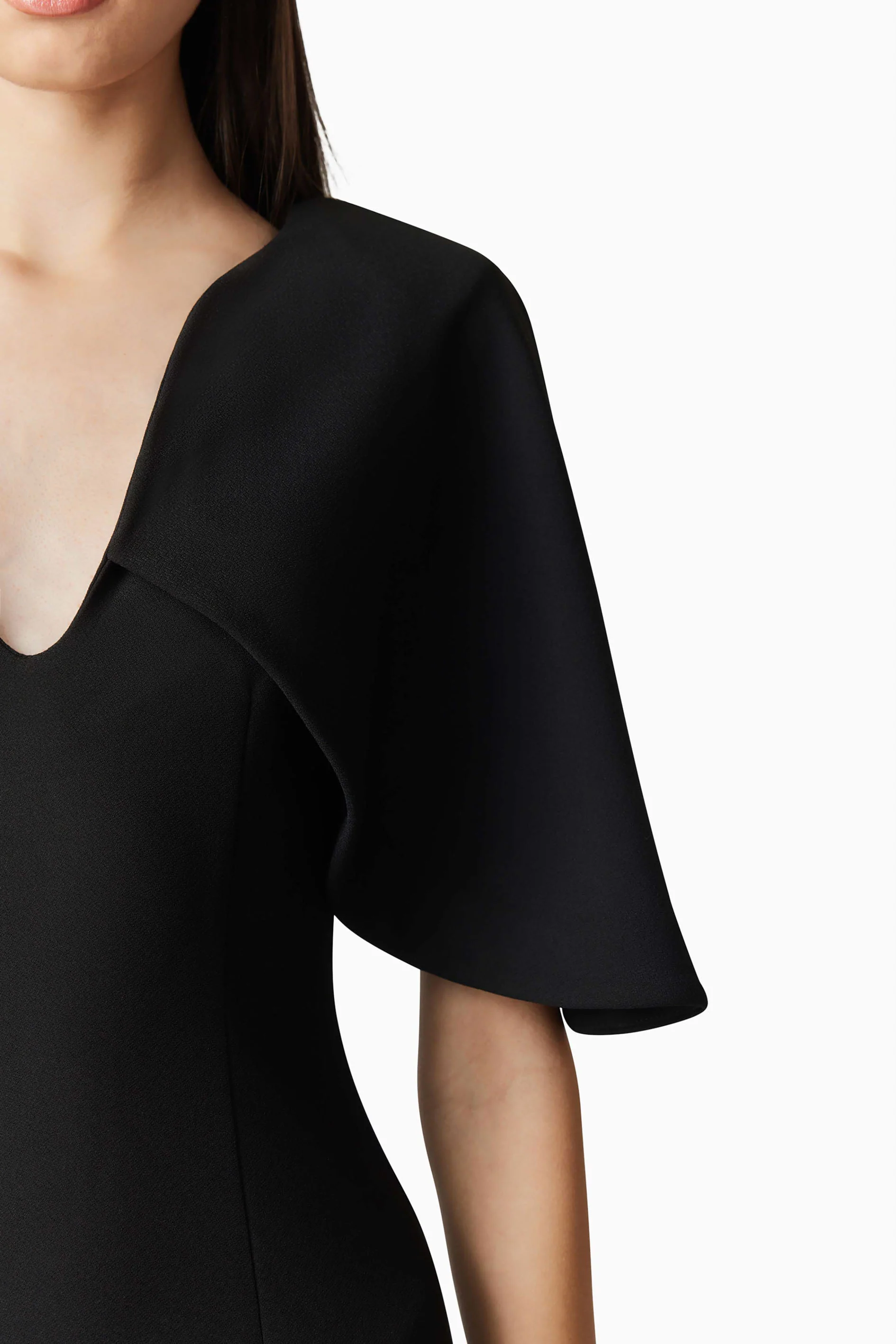 Gia Cape Midi Dress in Black