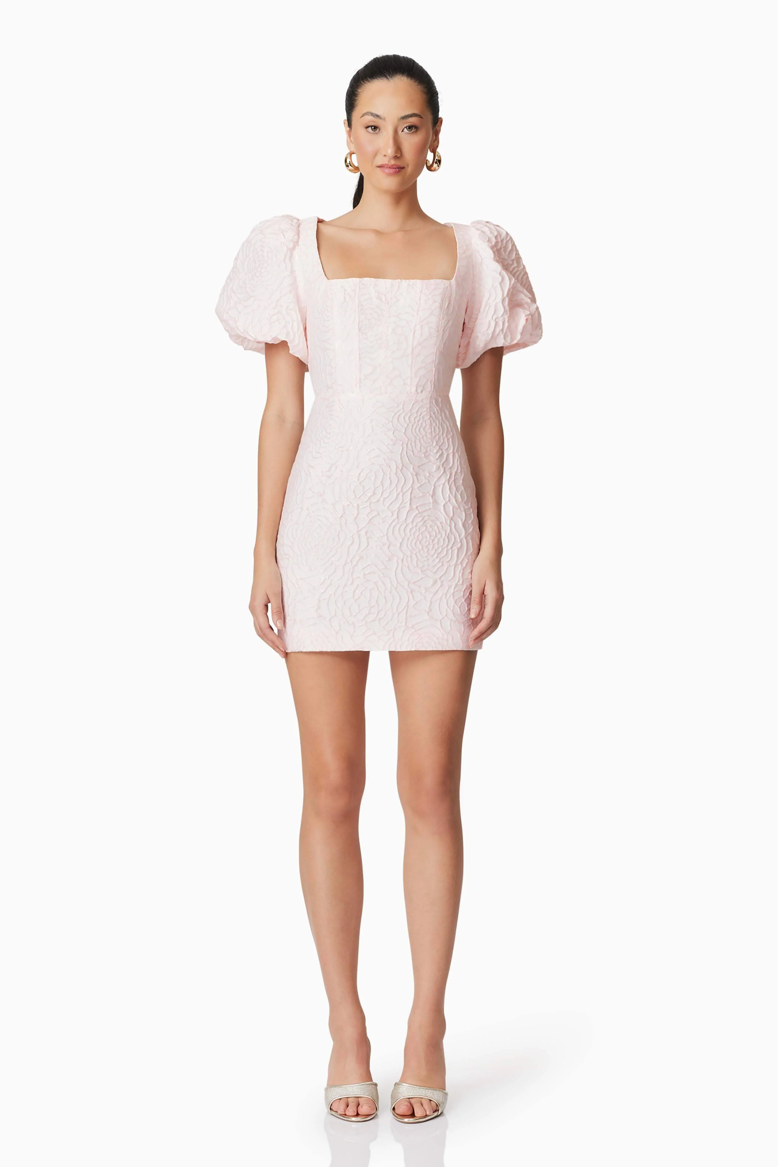 Deanna Puff Sleeve Mini Dress in Pink