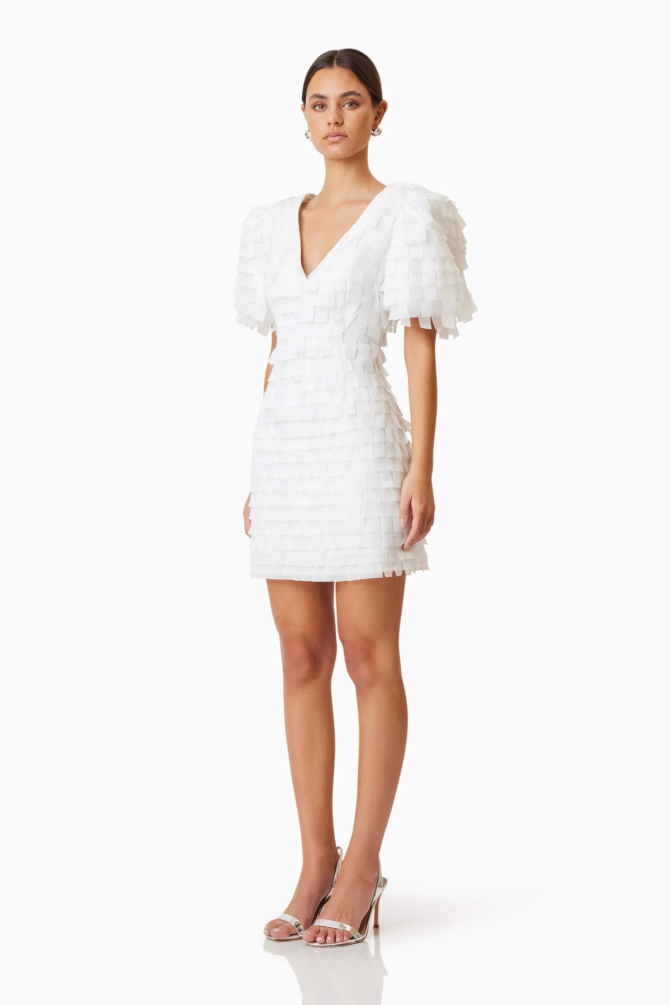 Hailey Textured 3D Mini Dress In White