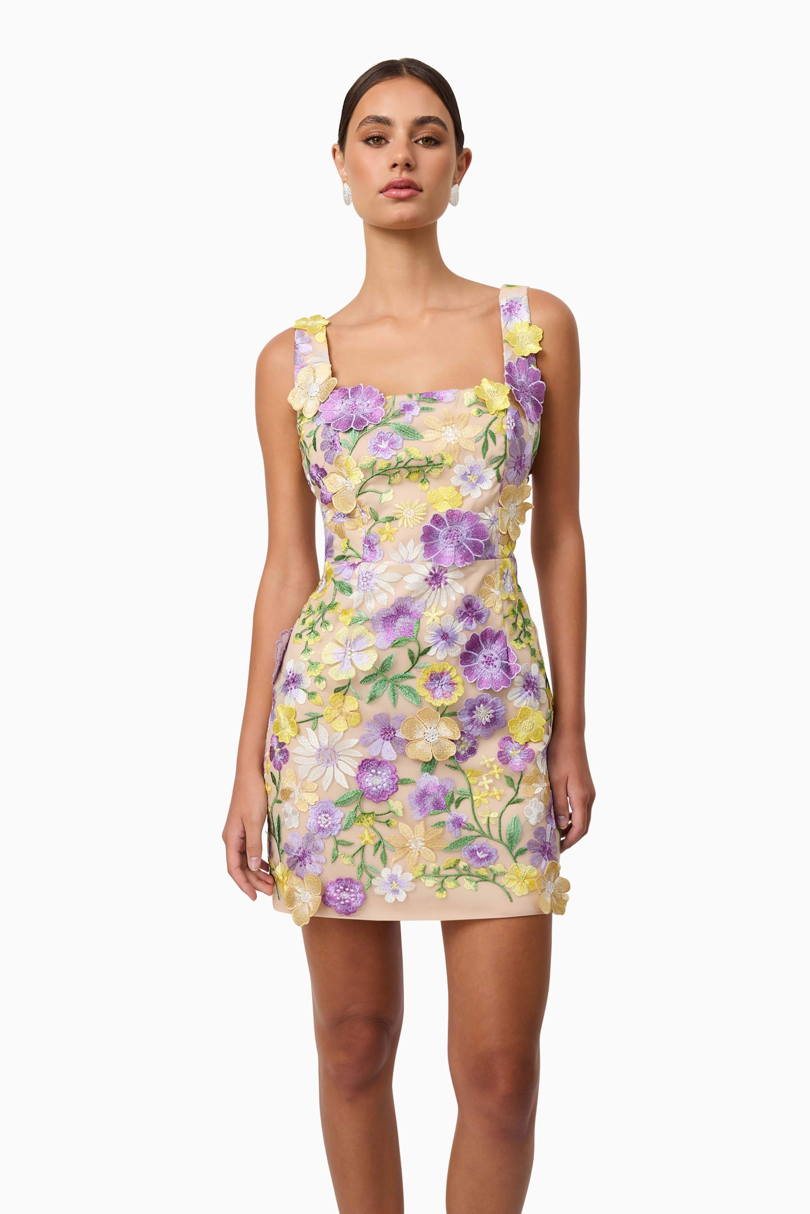 Lina Embroidered Mini Dress in Floral