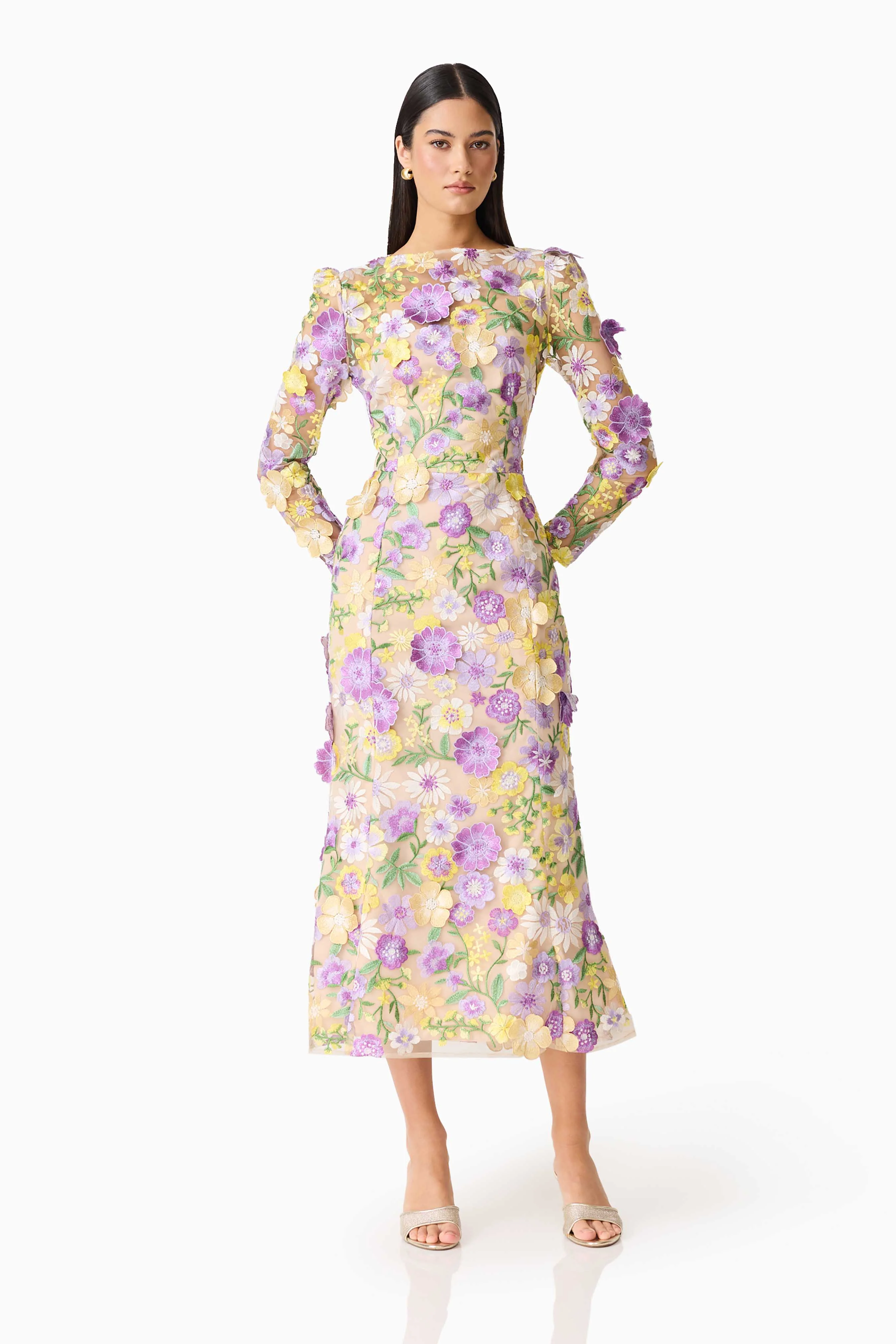 Shannon 3D Floral Midi Dress