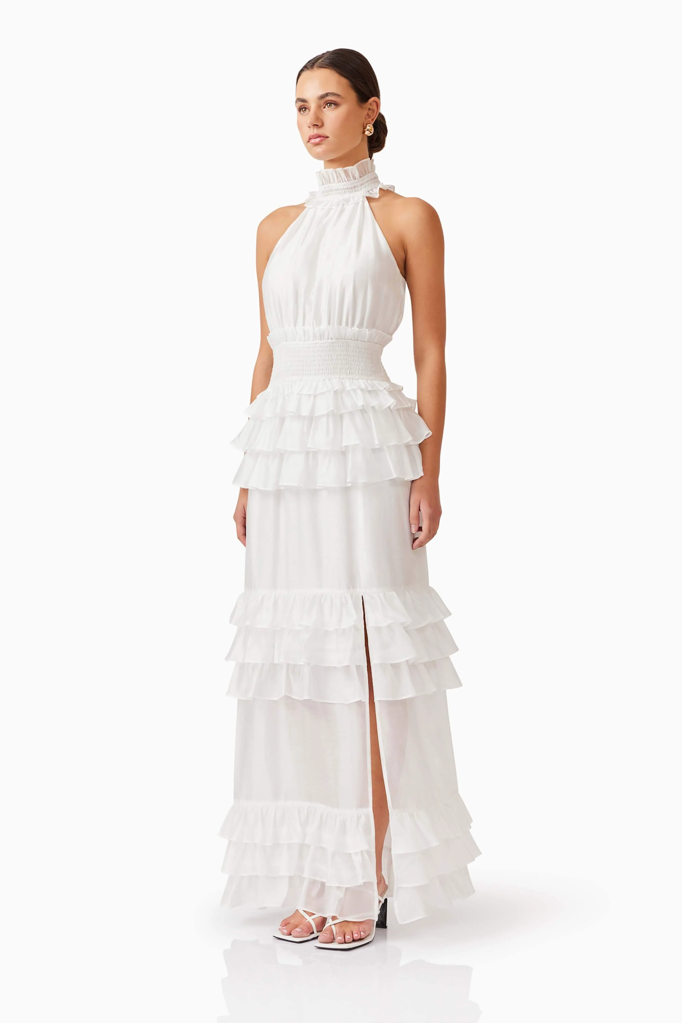 Kalani Halter Maxi Dress in White