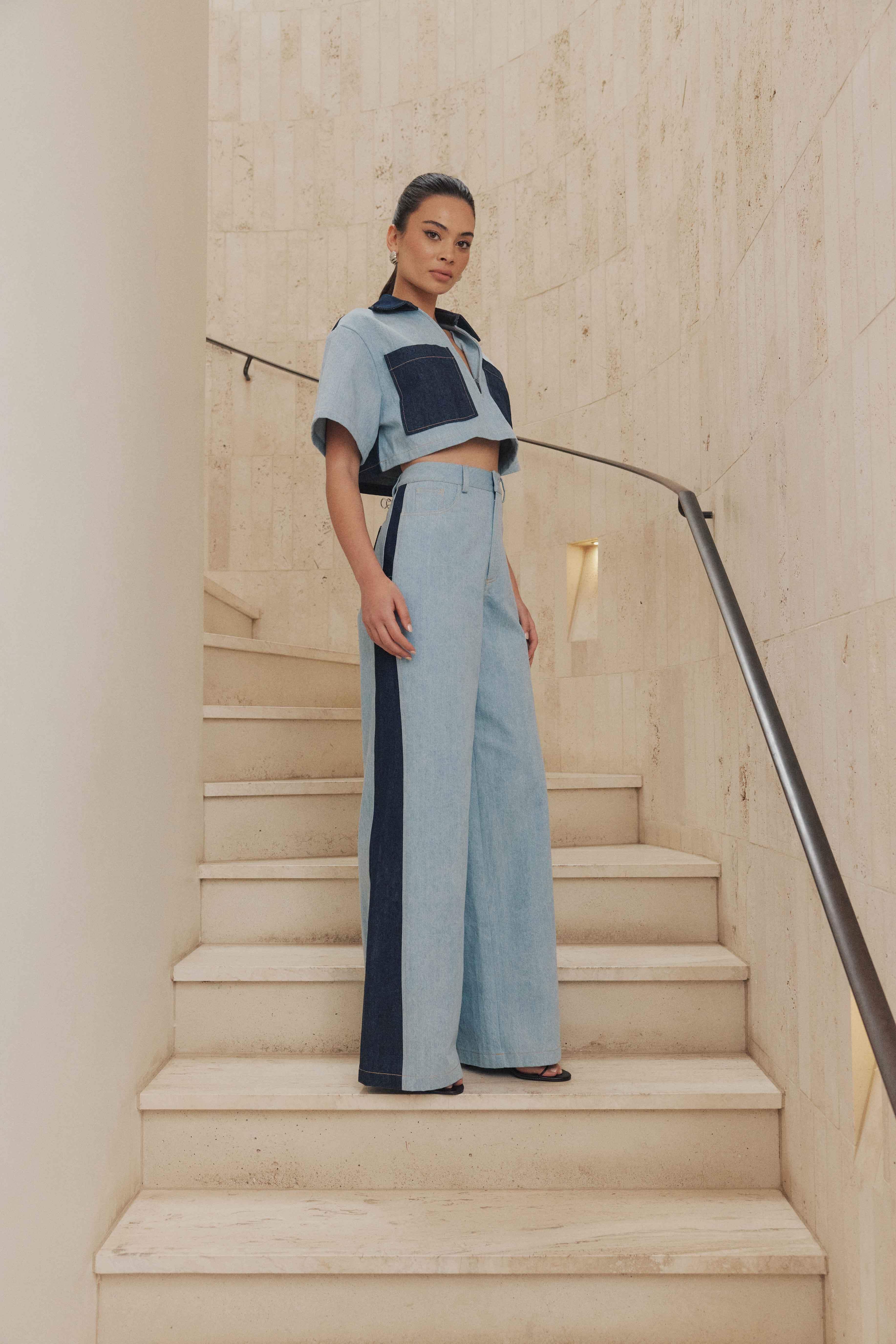 CURAAE Hugo Crop Top in Denim