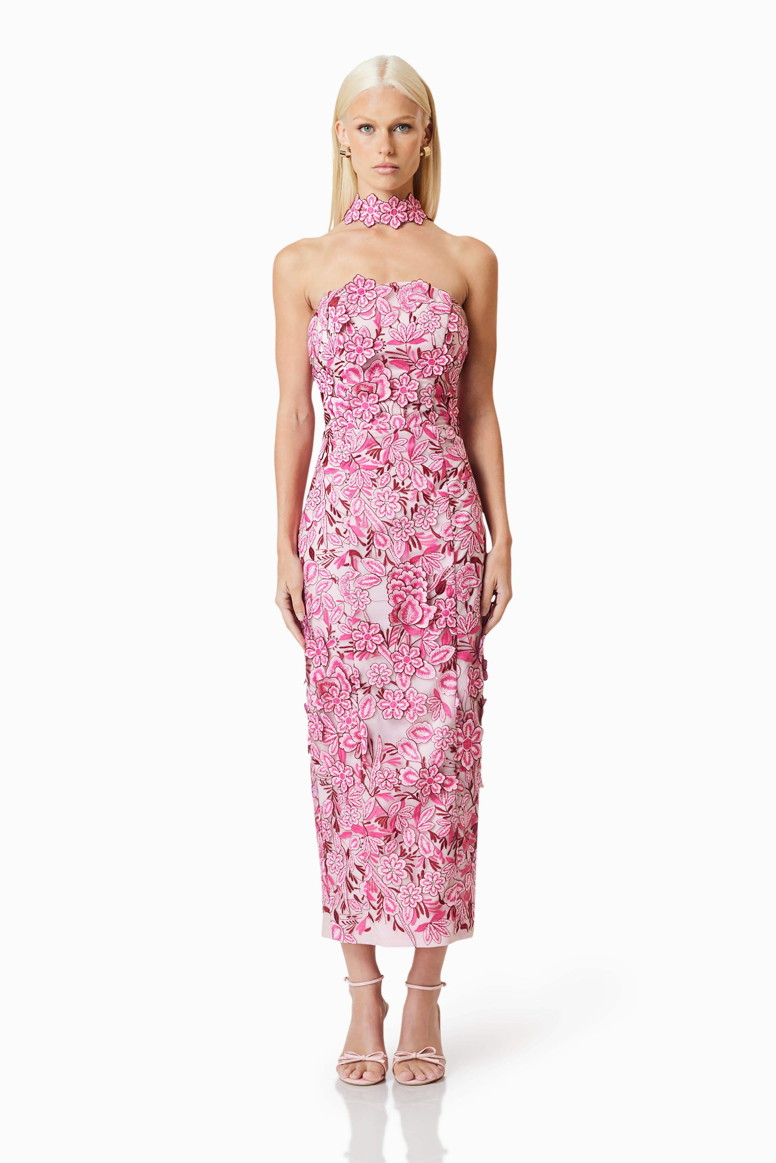 OMR x ELLIATT: Roseate Cocktail Midi Dress In Pink