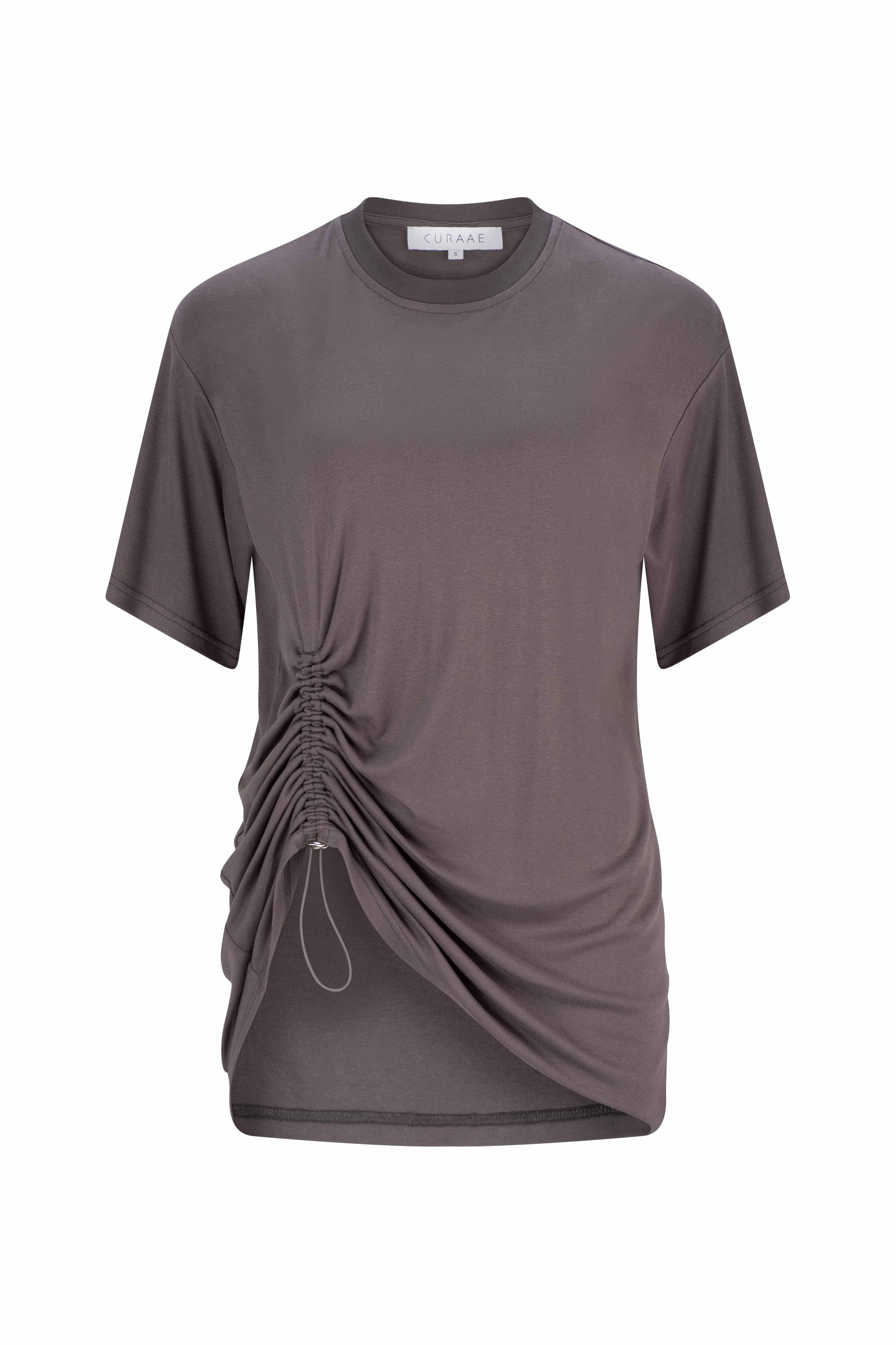 CURAAE Esme Short Sleeves Crew Rib T-Shirt in Grey