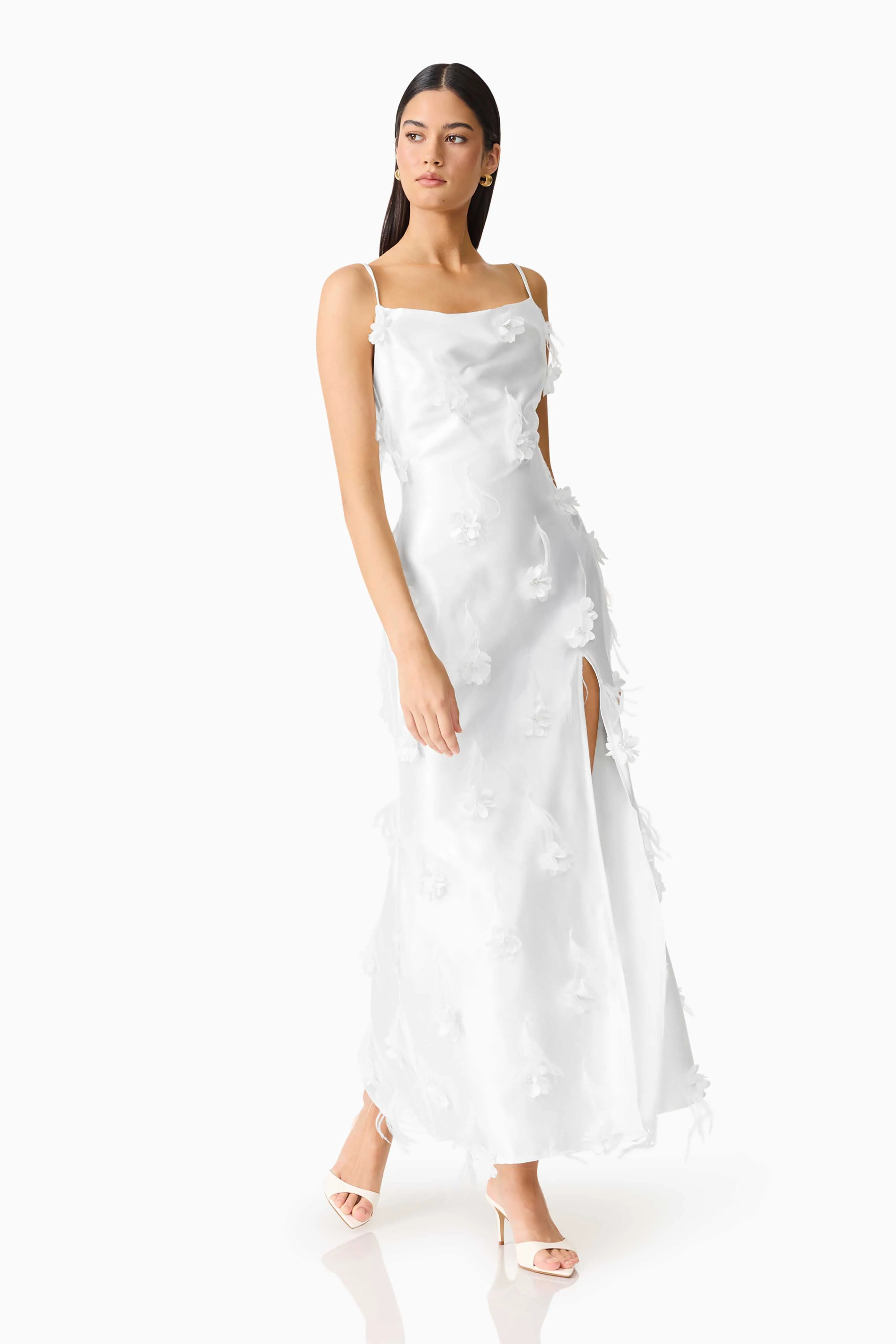 Lunaria Satin Maxi Dress In White