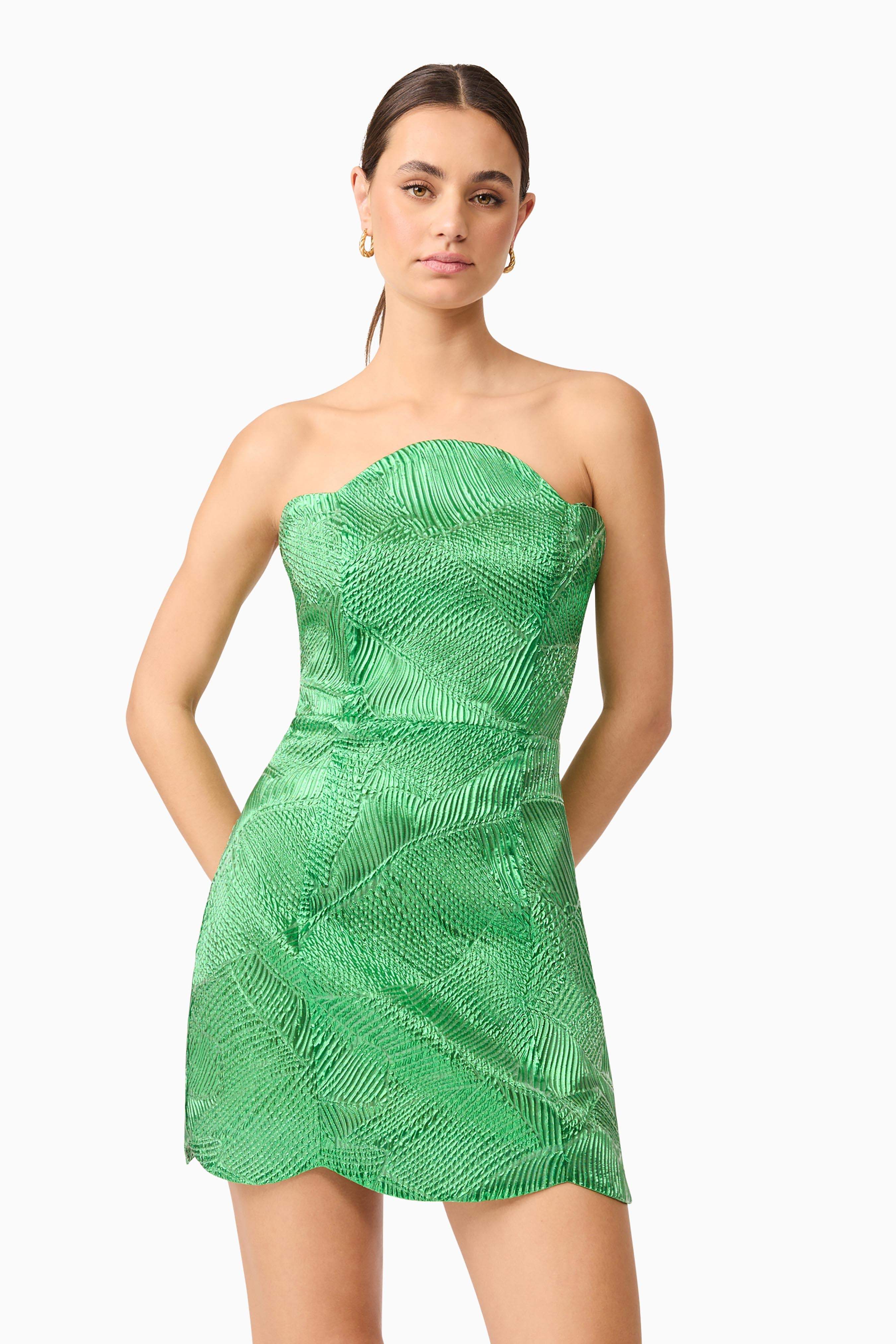 Ginnifer Strapless Mini Dress in Green