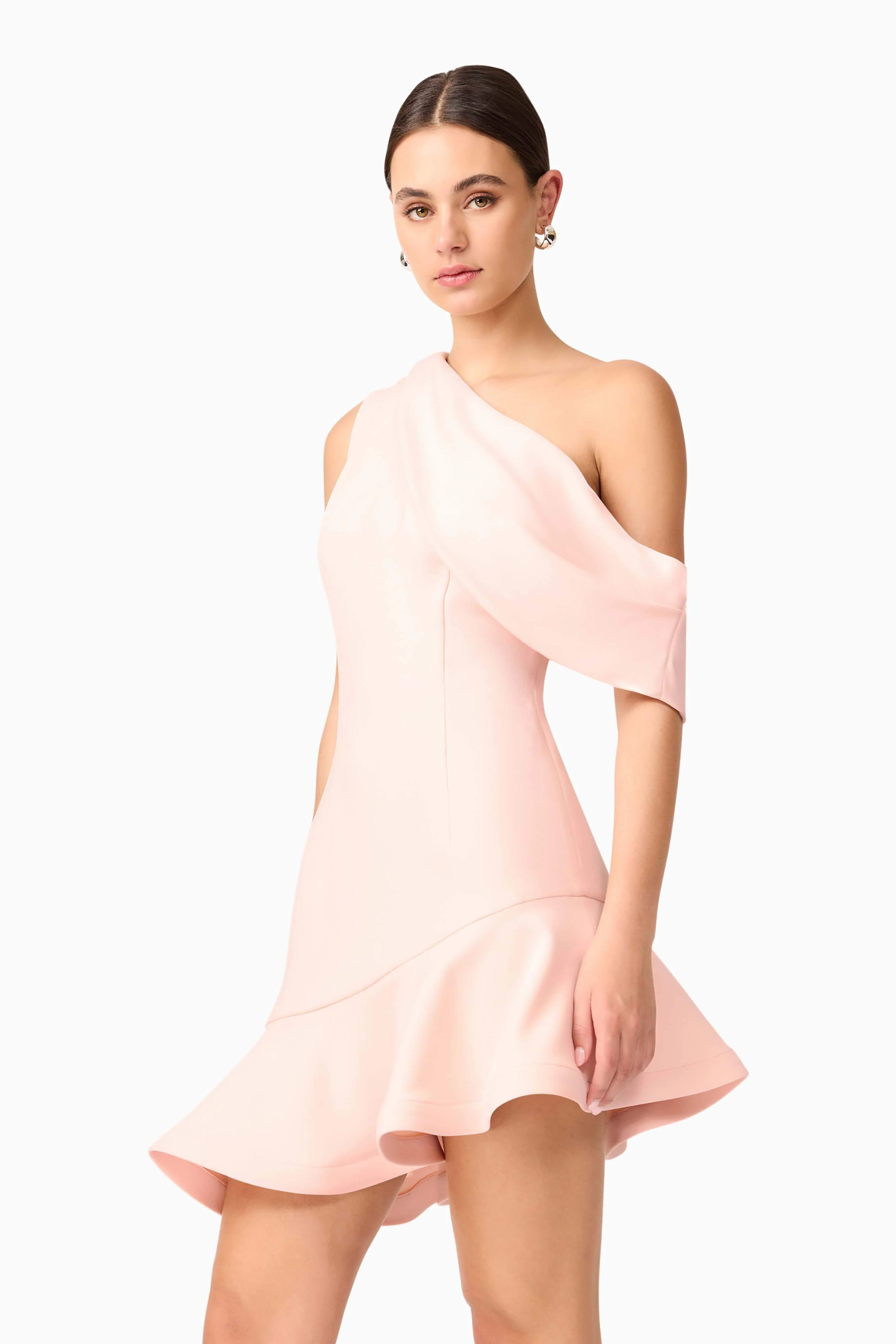 Ava Asymmetrical Mini Dress in Pink